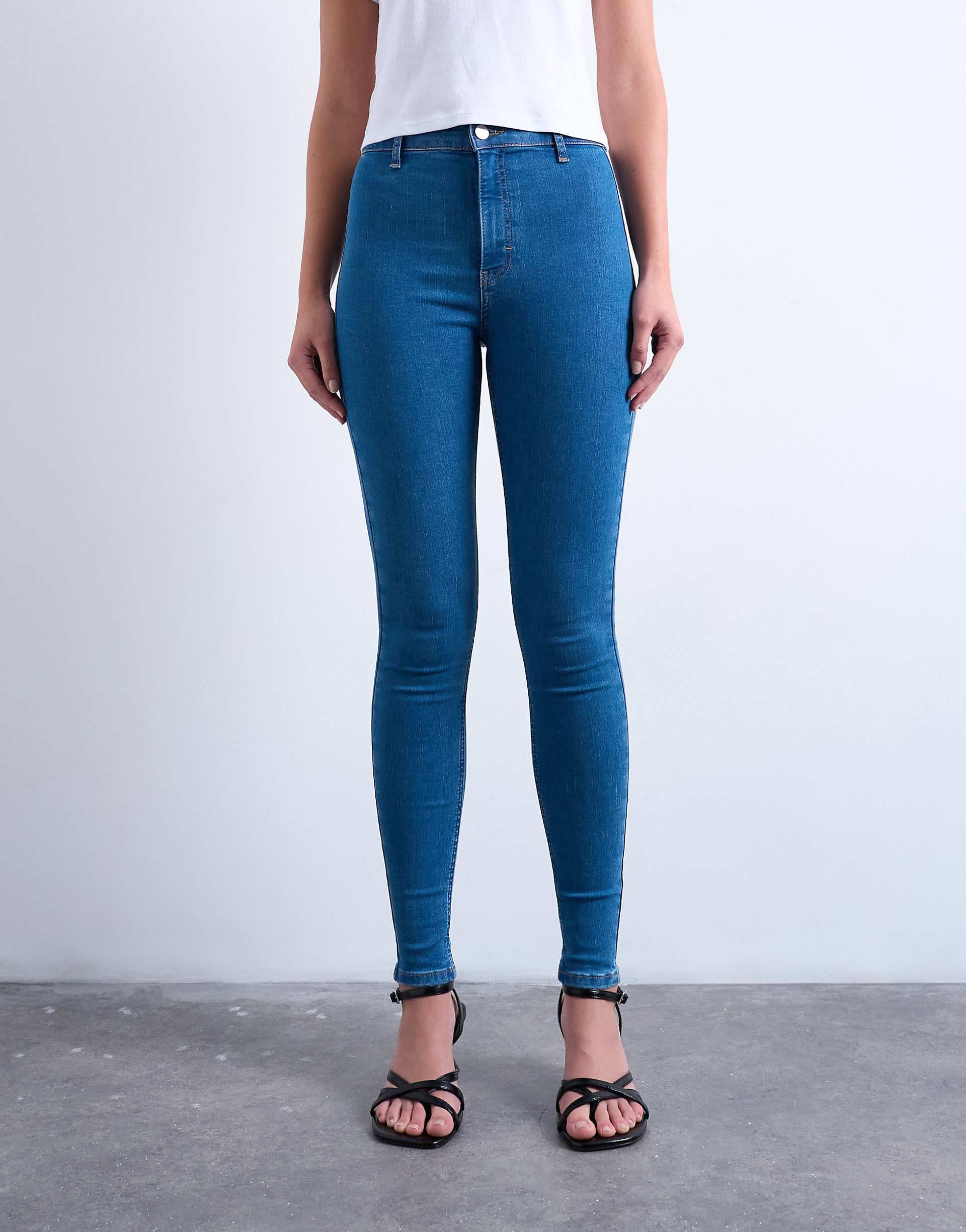 Topshop high rise super skinny jeans in vintage blue