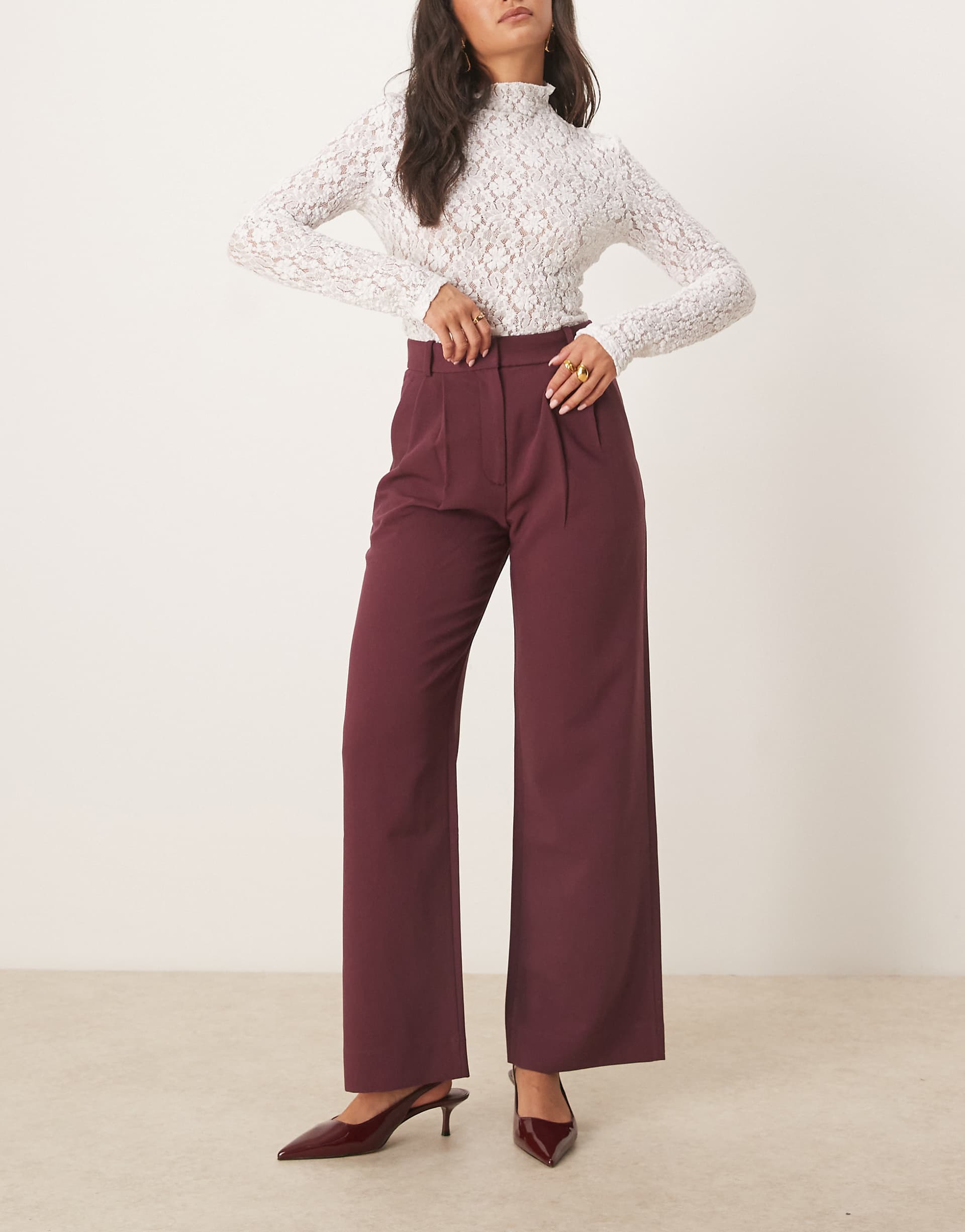 Abercrombie & Fitch sloane ultra high waist pants in burgundy