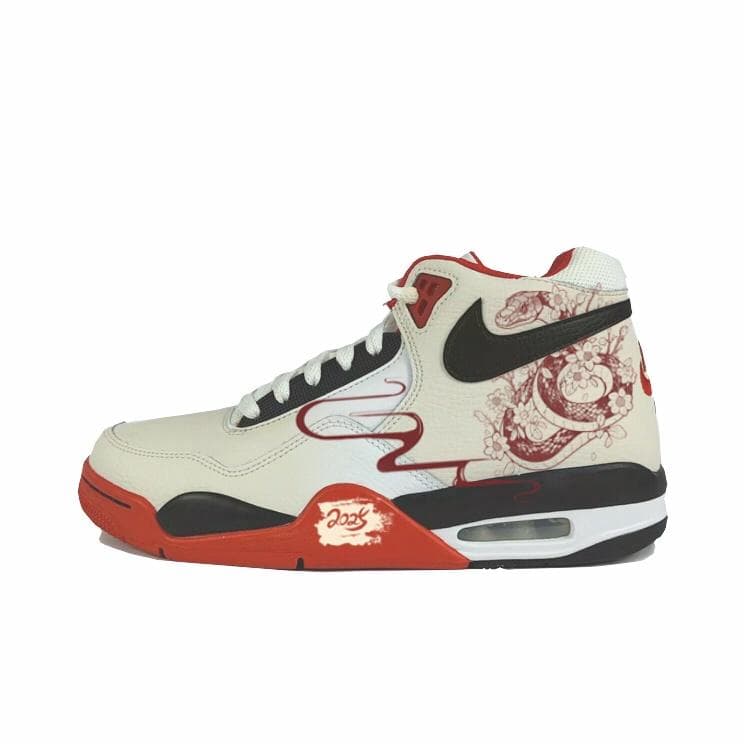 Nike Flight Legacy Cushioning Mid-Top Vintage Basketball Shoes Unisex Red White