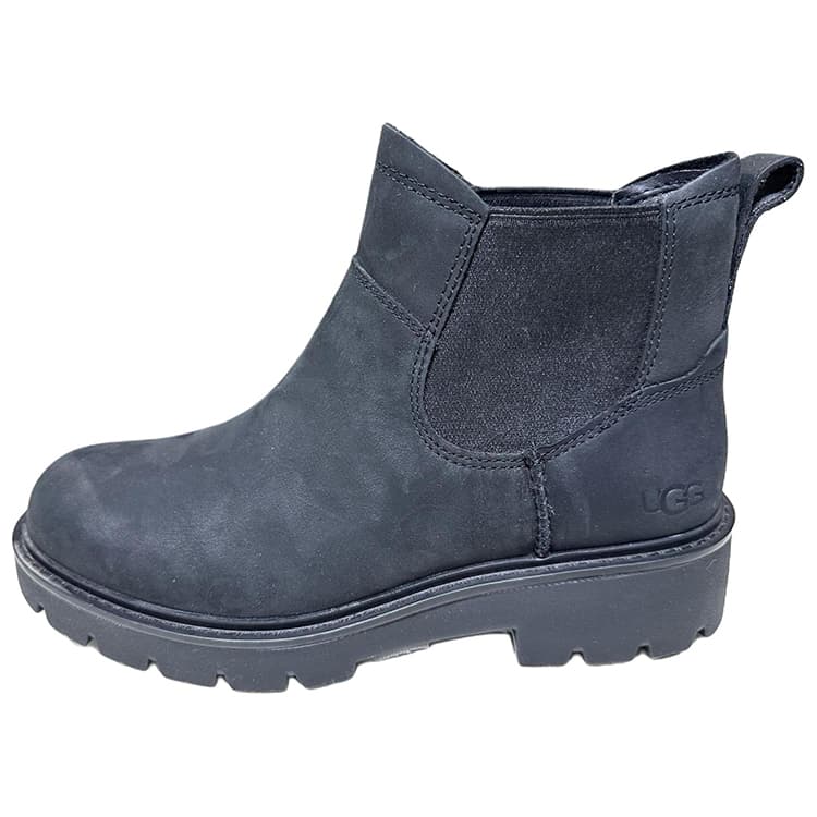 UGG Cow Leather Comfortable Slip-On Chelsea Boots Women's Black