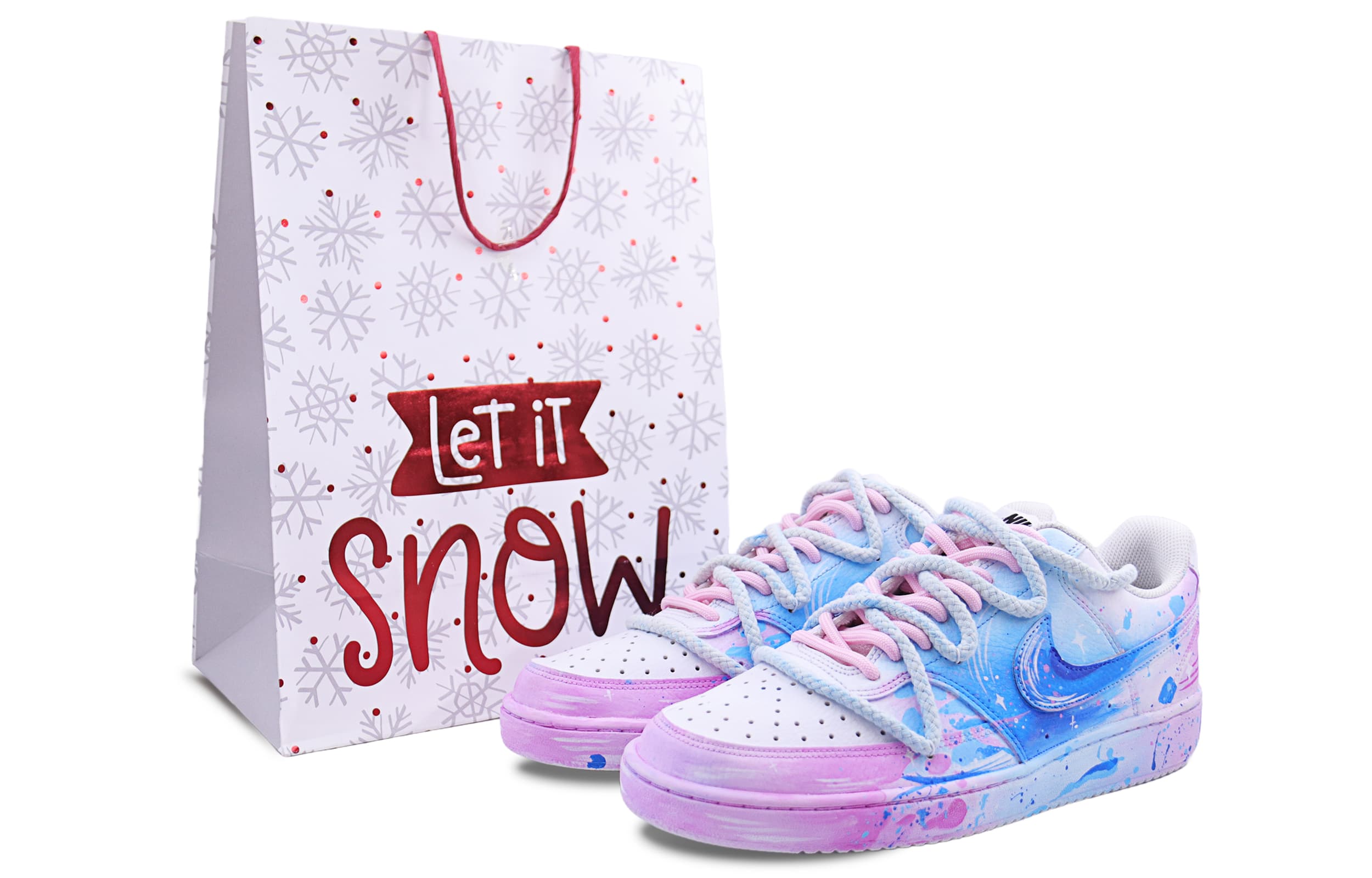 Nike Court Vision 1 Anti-Slip Wear-Resistant Low-Top Skateboard Shoes Men's Blue Pink