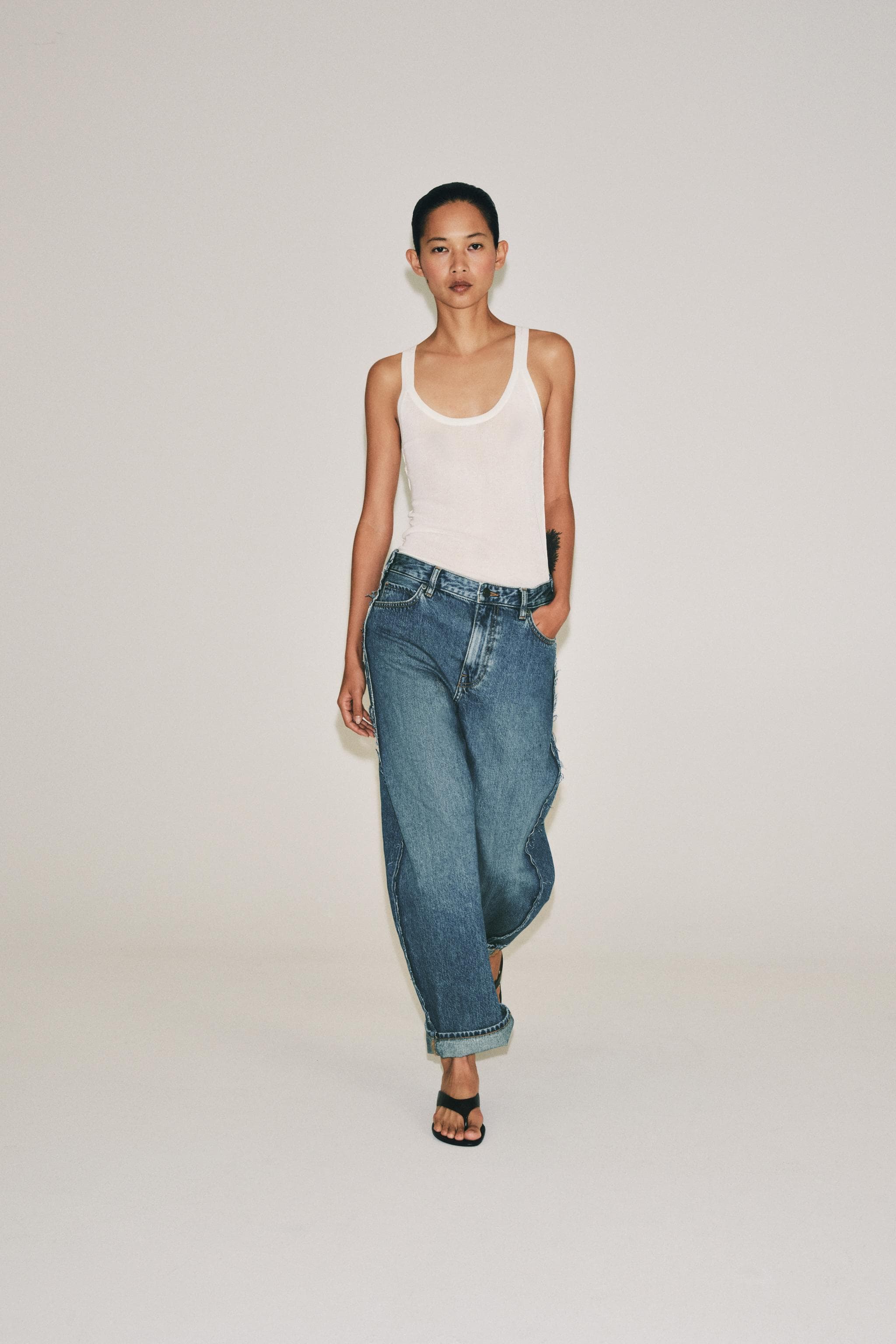 ZW COLLECTION MID-WAIST CUFFED BALLOON JEANS
