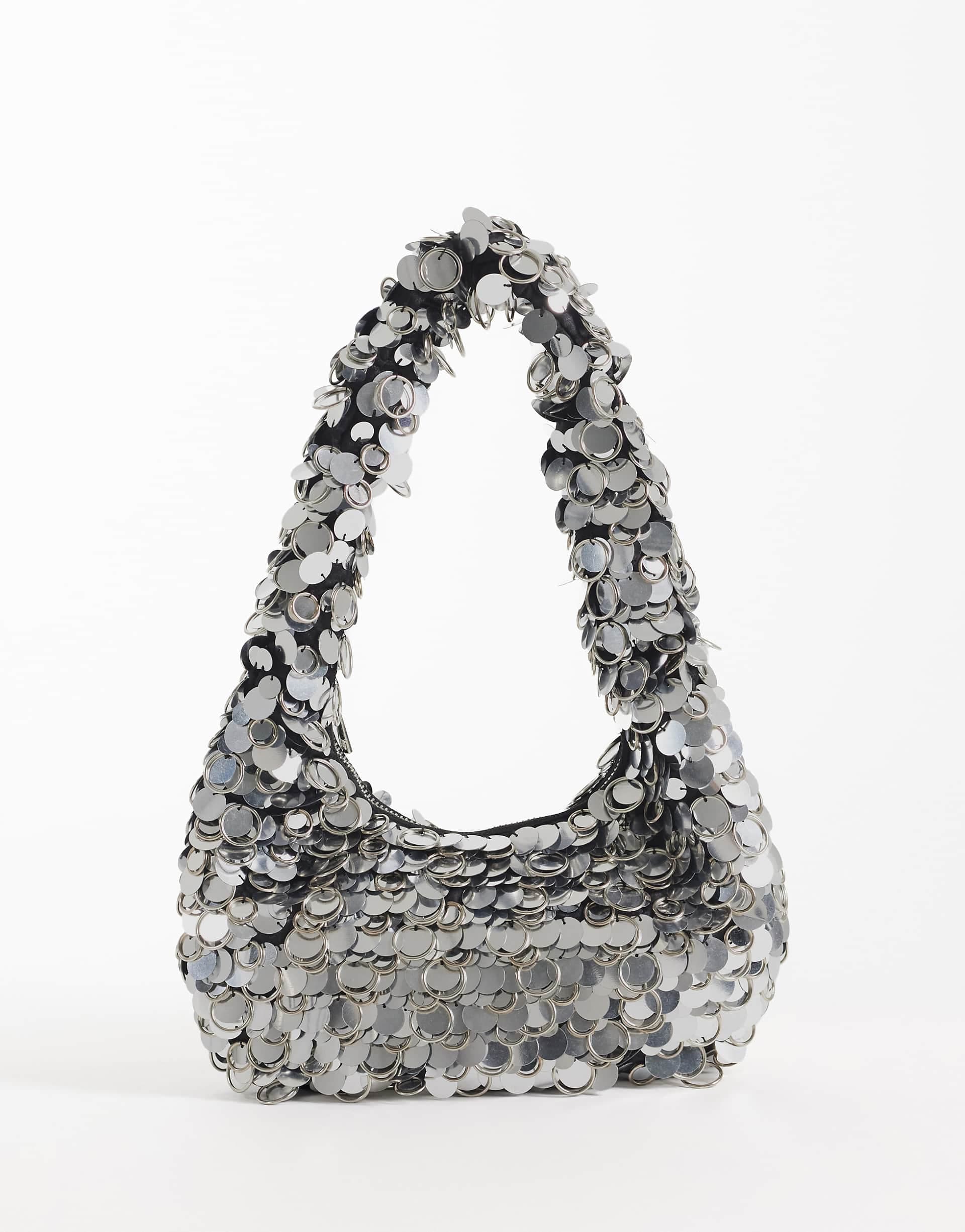 ASOS DESIGN disc shoulder bag in silver