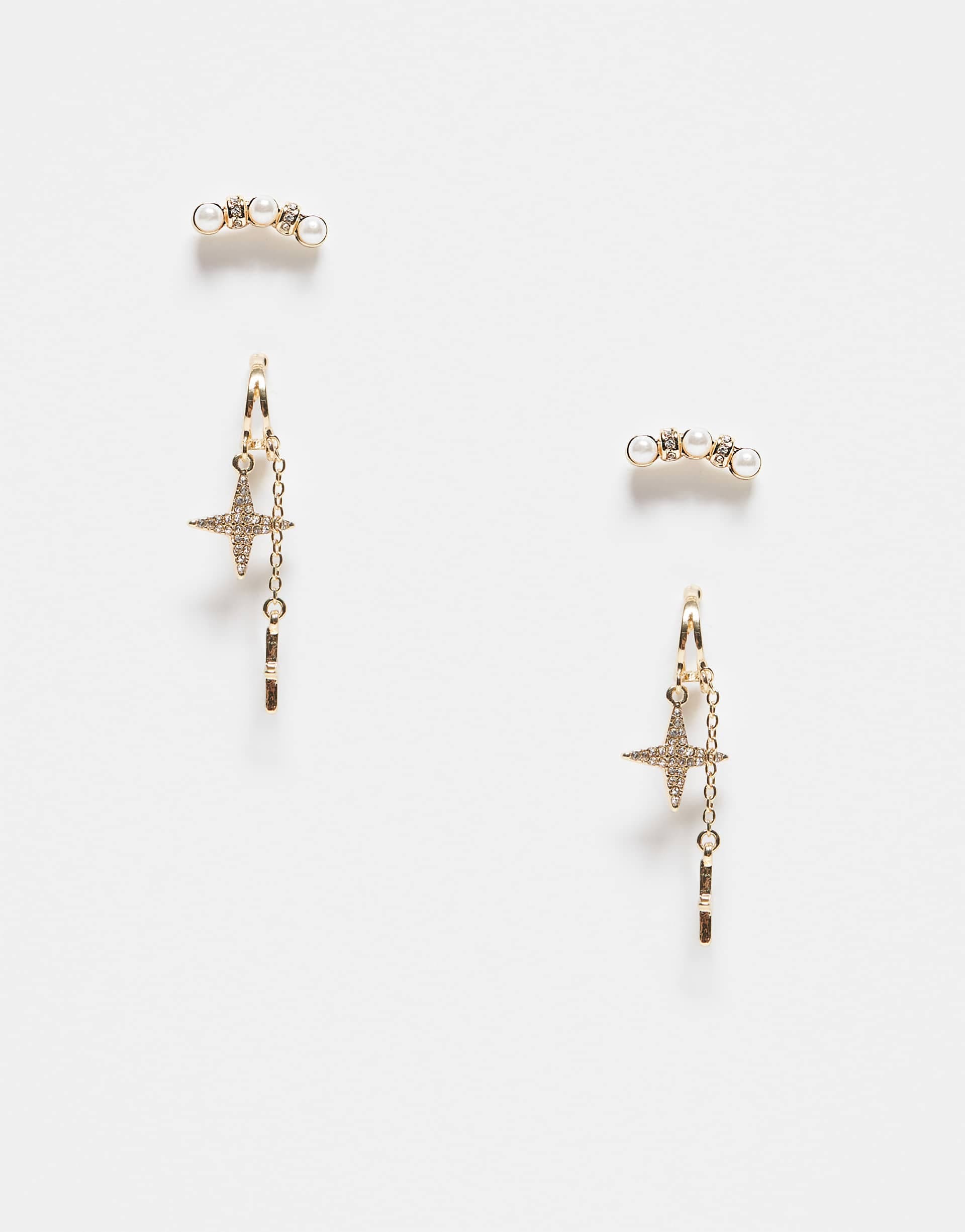 ONLY 2-pack star earrings in gold