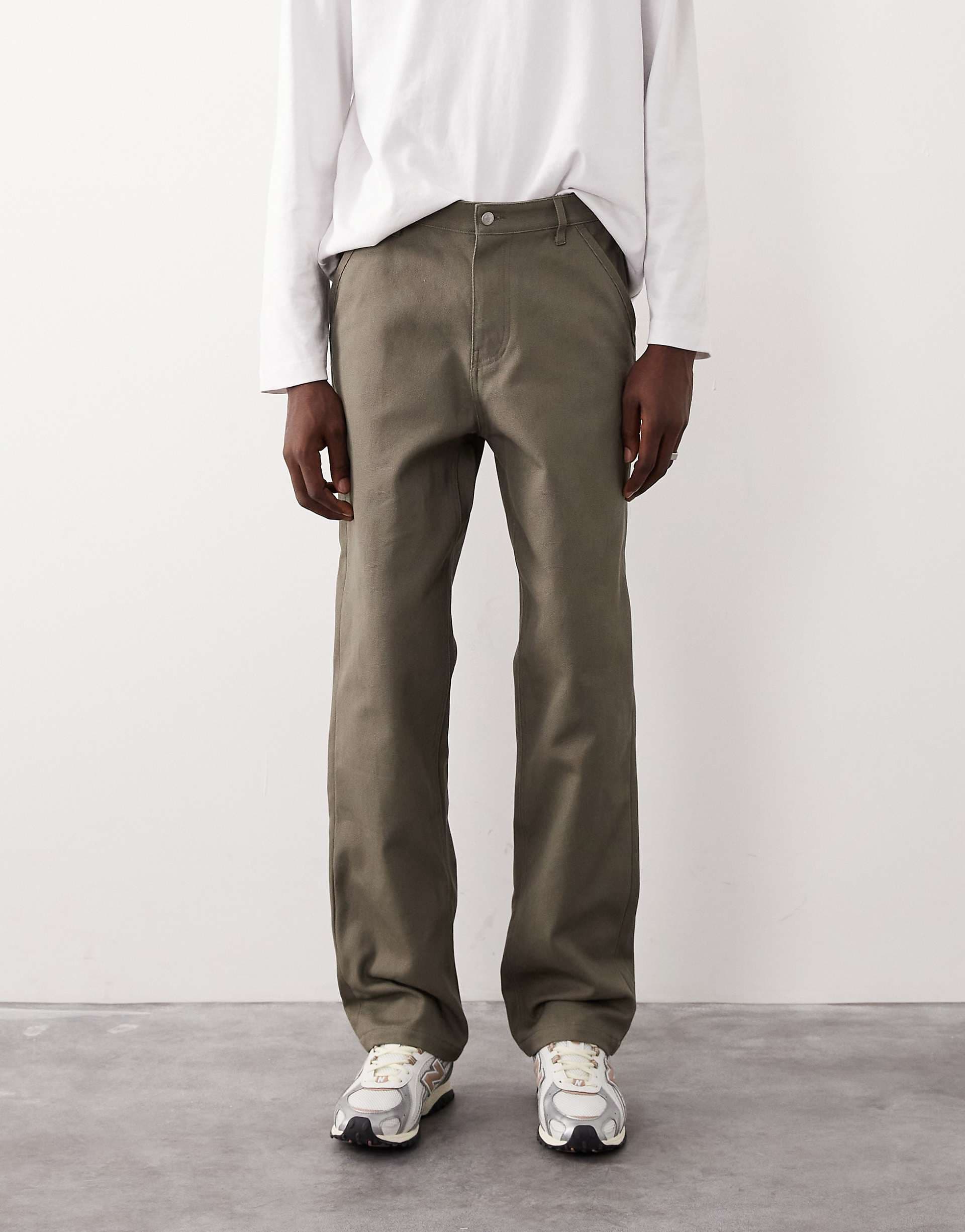 ASOS COLLECTIVE AC-B-253 signature straight fit carpenter pants in khaki