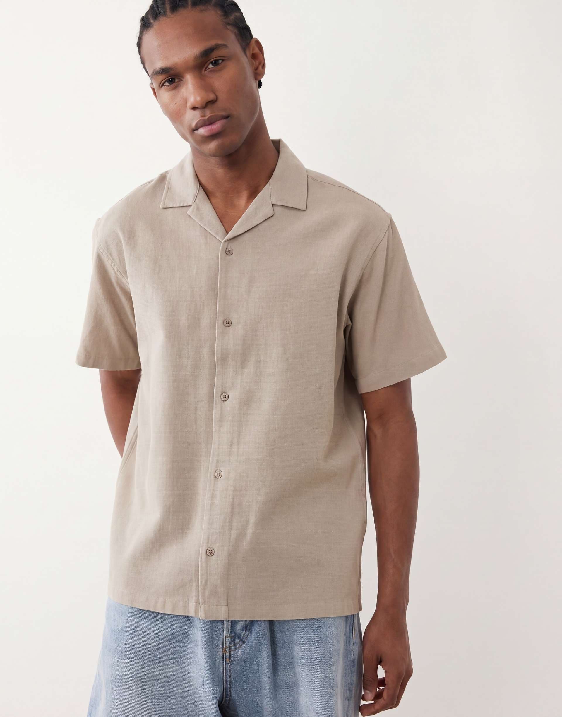 Jack & Jones textured resort shirt in beige