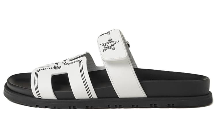 HERMES Chypre Rubber Sole Slide Slippers Women's White