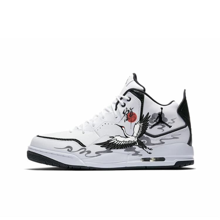 Jordan Courtside 23 Wear-Resistant Mid-Top Vintage Basketball Shoes Men's Black White