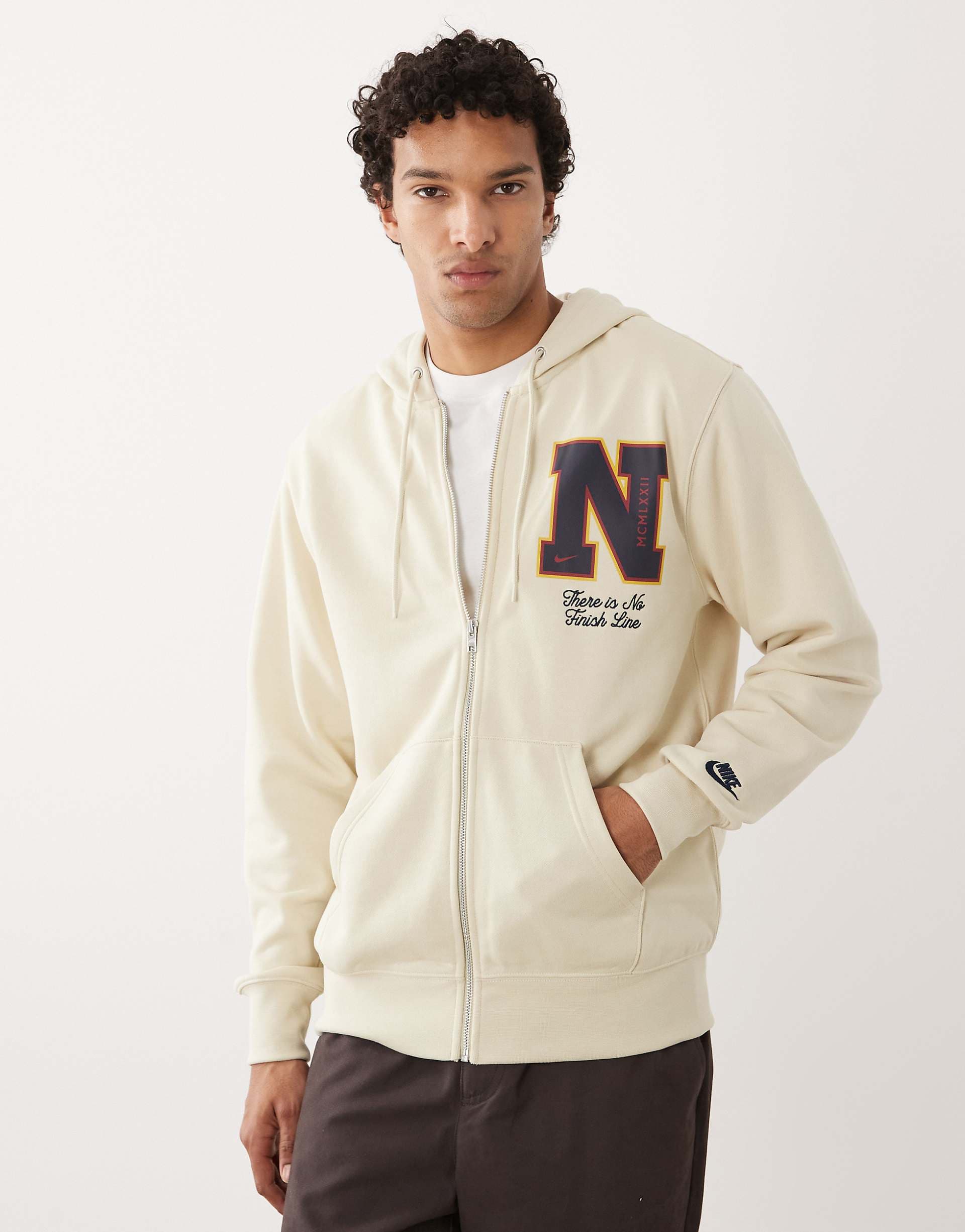 Nike Club Reissue full zip hoodie in beige