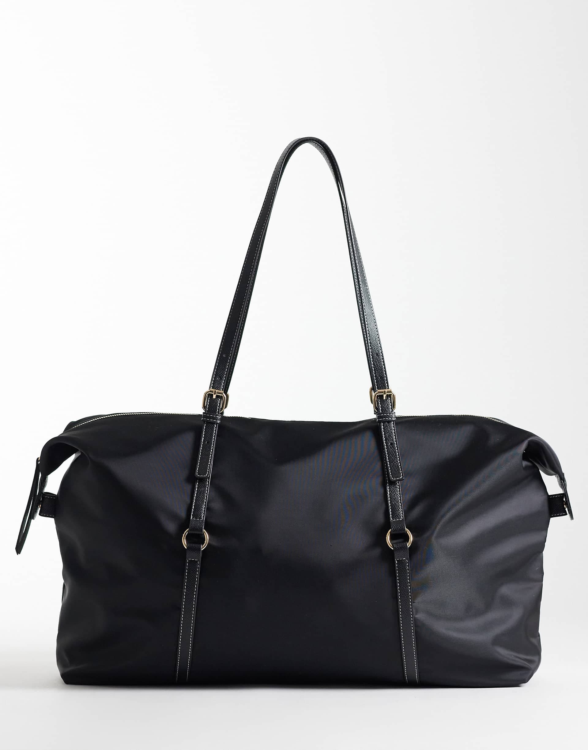 ASOS DESIGN nylon weekend bag in black