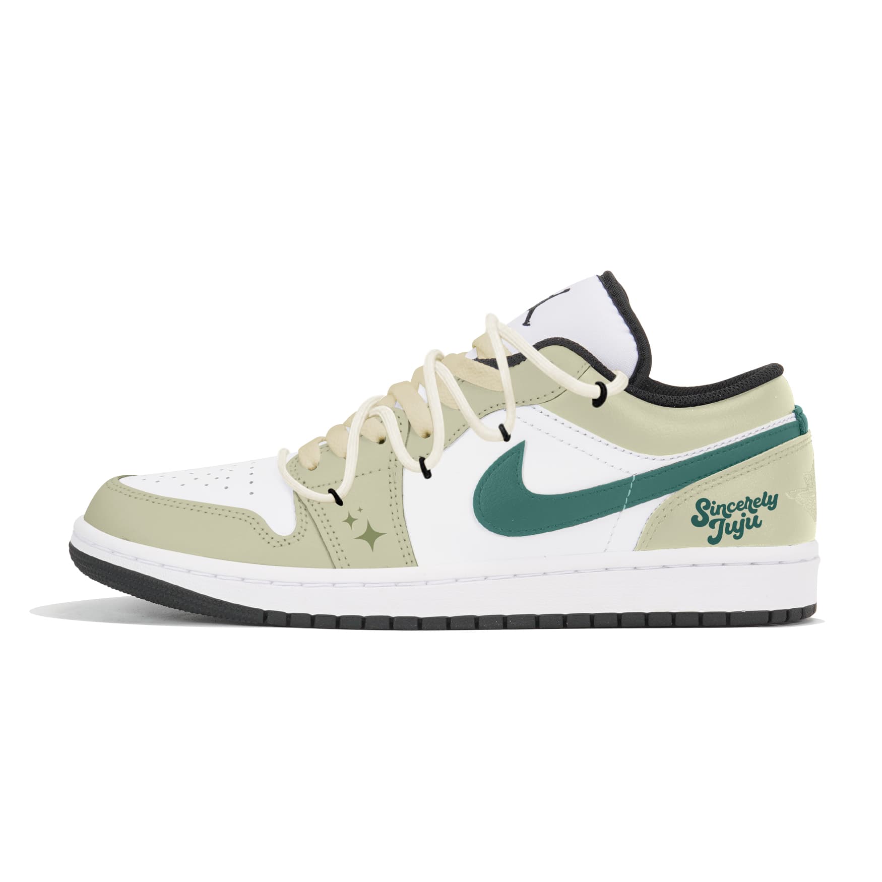 Jordan Air Jordan 1 Matcha Shake Wear-Resistant Low-Top Vintage Basketball Shoes Men's Matcha