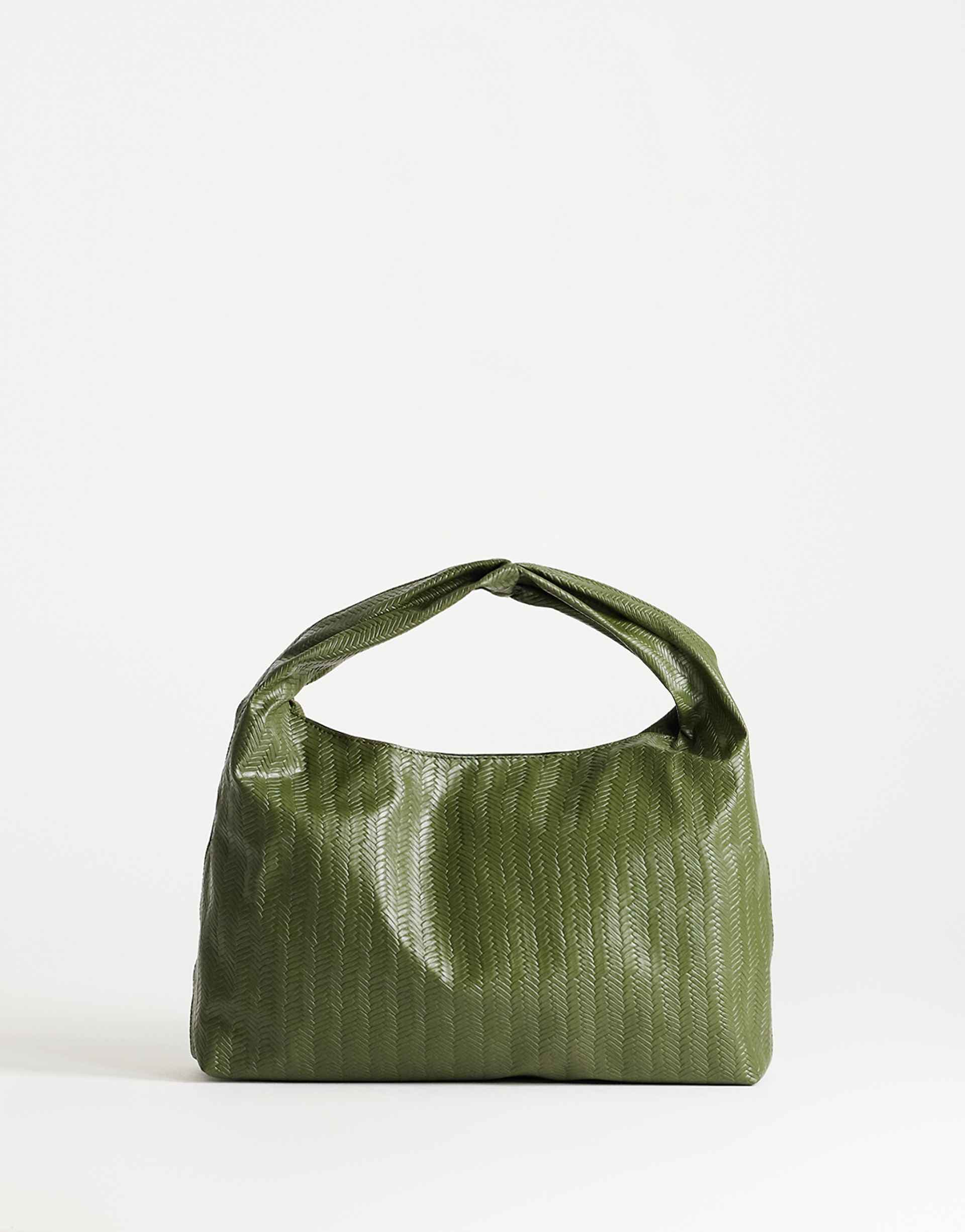 Topshop Savan woven small shoulder bag in green