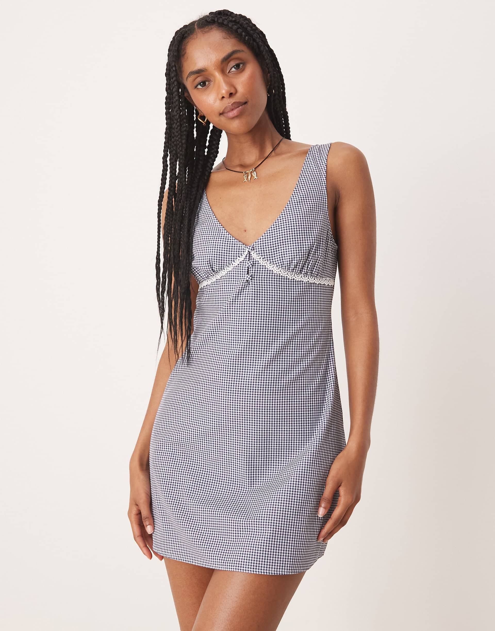ASOS DESIGN fit and flare mini dress in gingham print