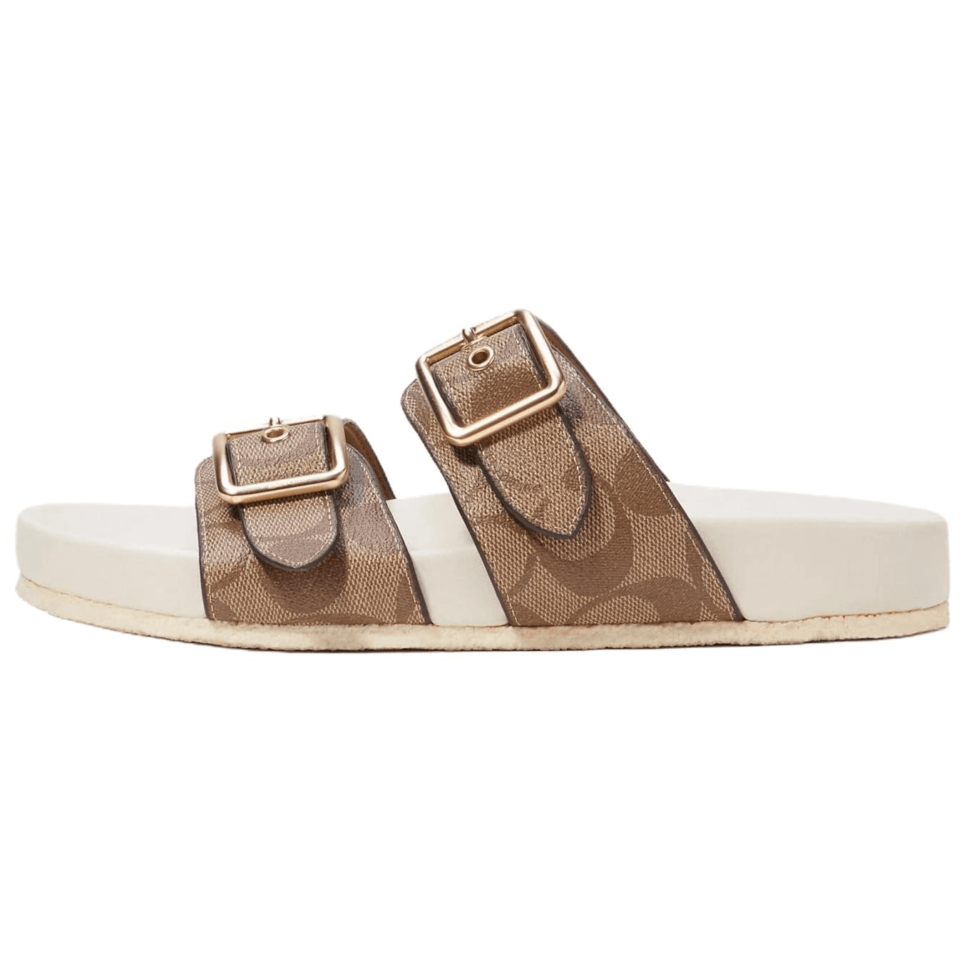 COACH Allanah Round Toe Slip-On Classic Logo Slide Sandals Women's Khaki