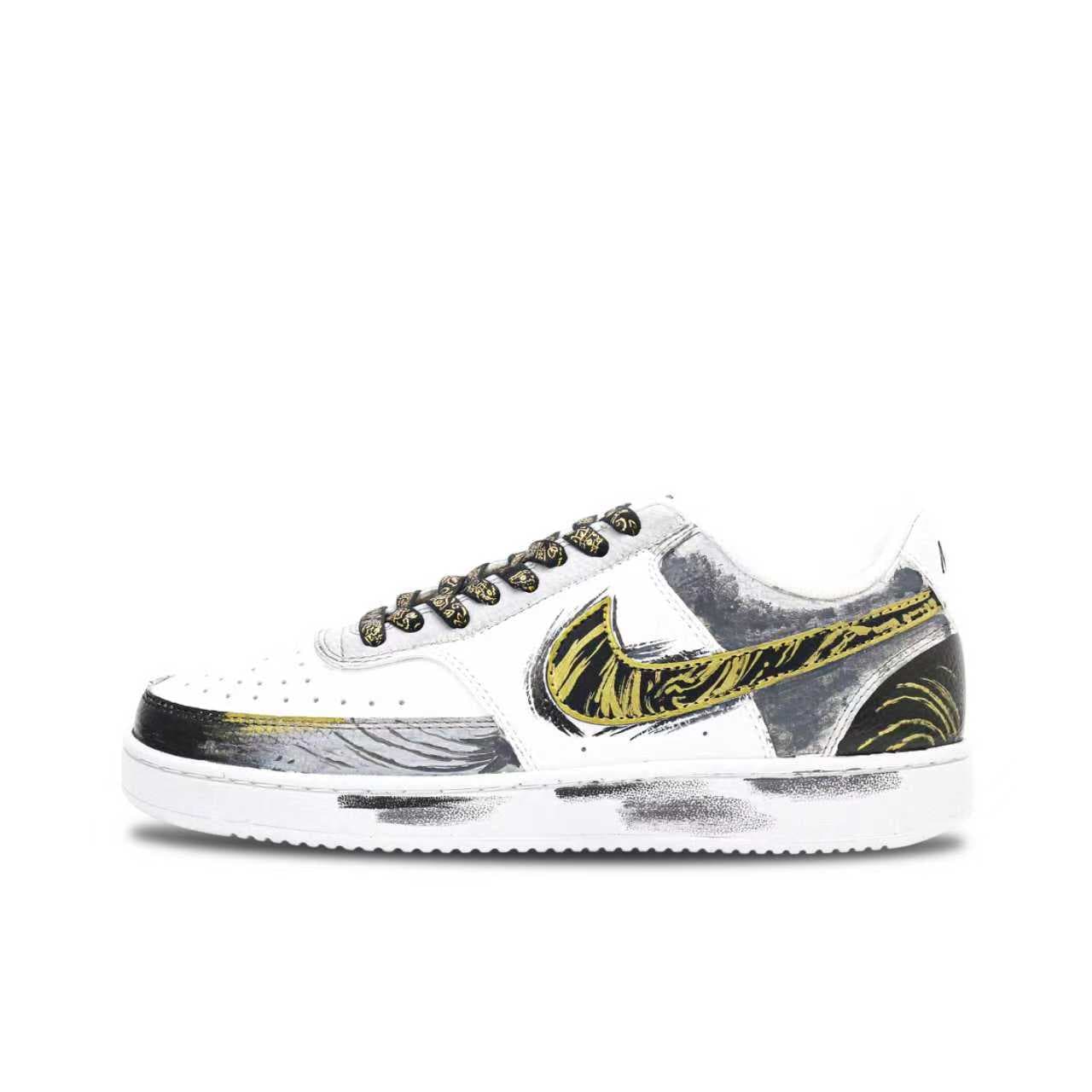 Custom SneakersNike Court Vision 1 Leather Low-Top Skate Shoes Unisex White Green