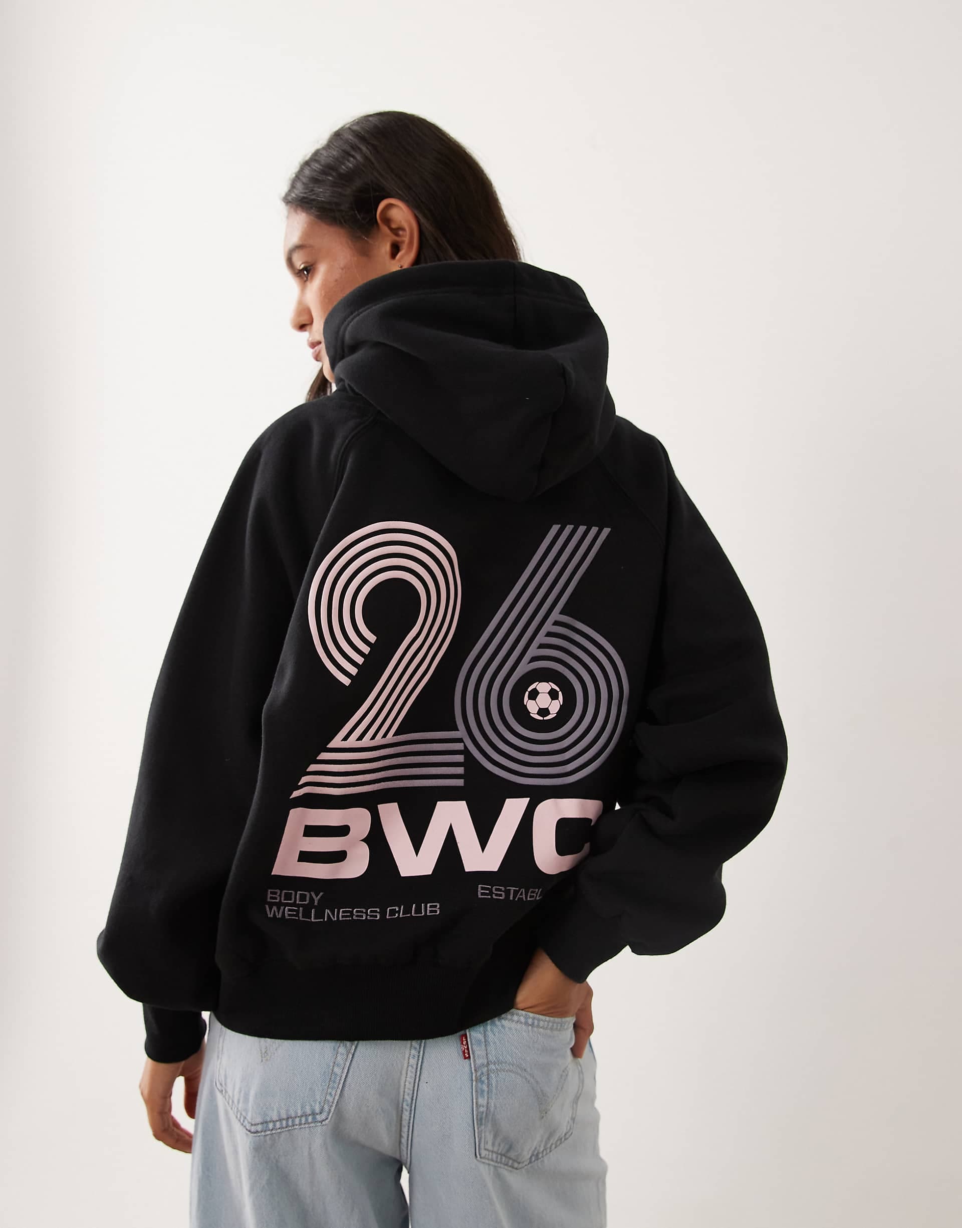 Cotton On plush premium graphic hoodie in black