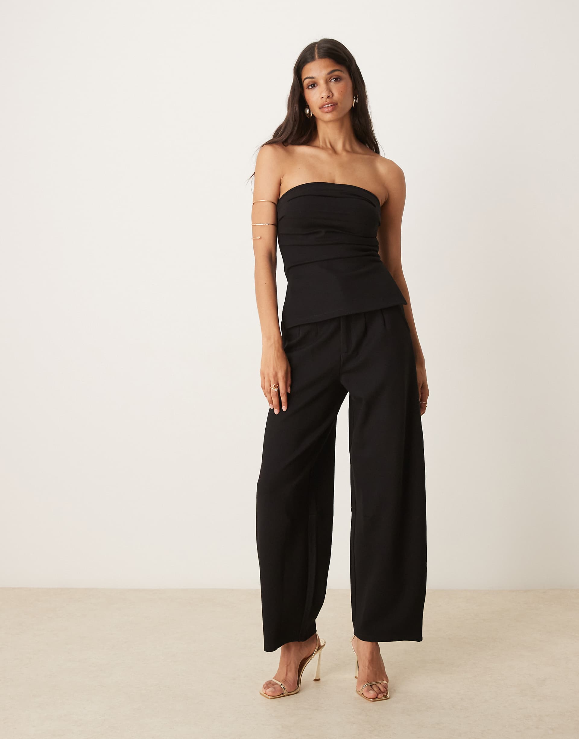 ASOS DESIGN ponte barrel leg pants in black - part of a set
