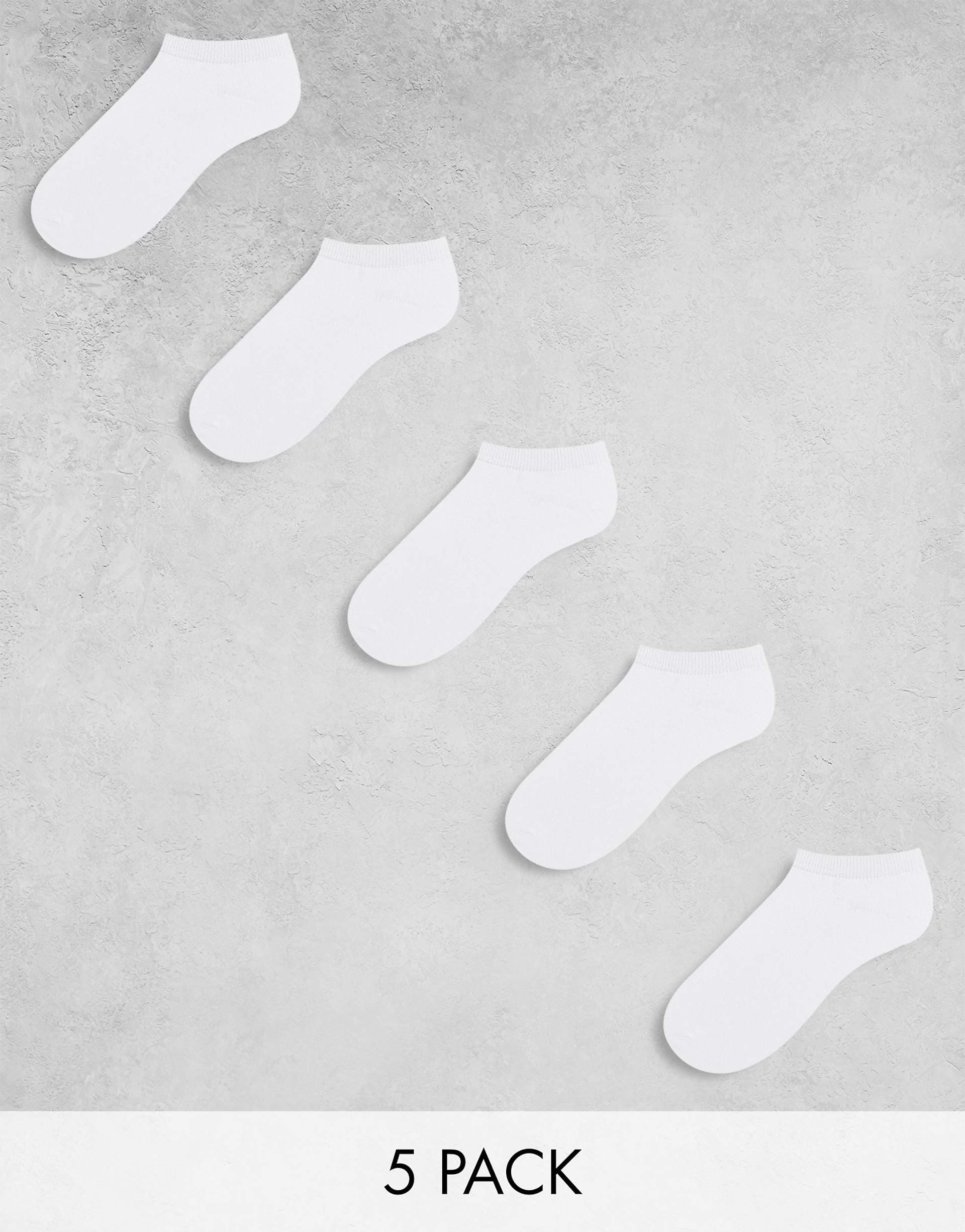 Jack & Jones sneaker socks 5 pack in white