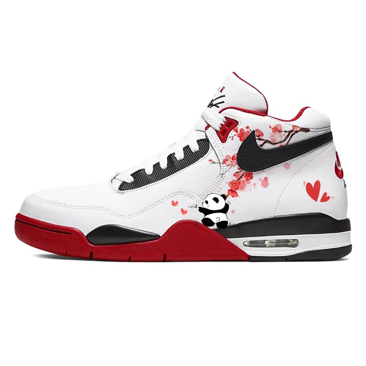 Nike Flight Legacy Cushioning Anti-Slip And Wear-Resistant Mid-Top Vintage Basketball Shoes Unisex Red White