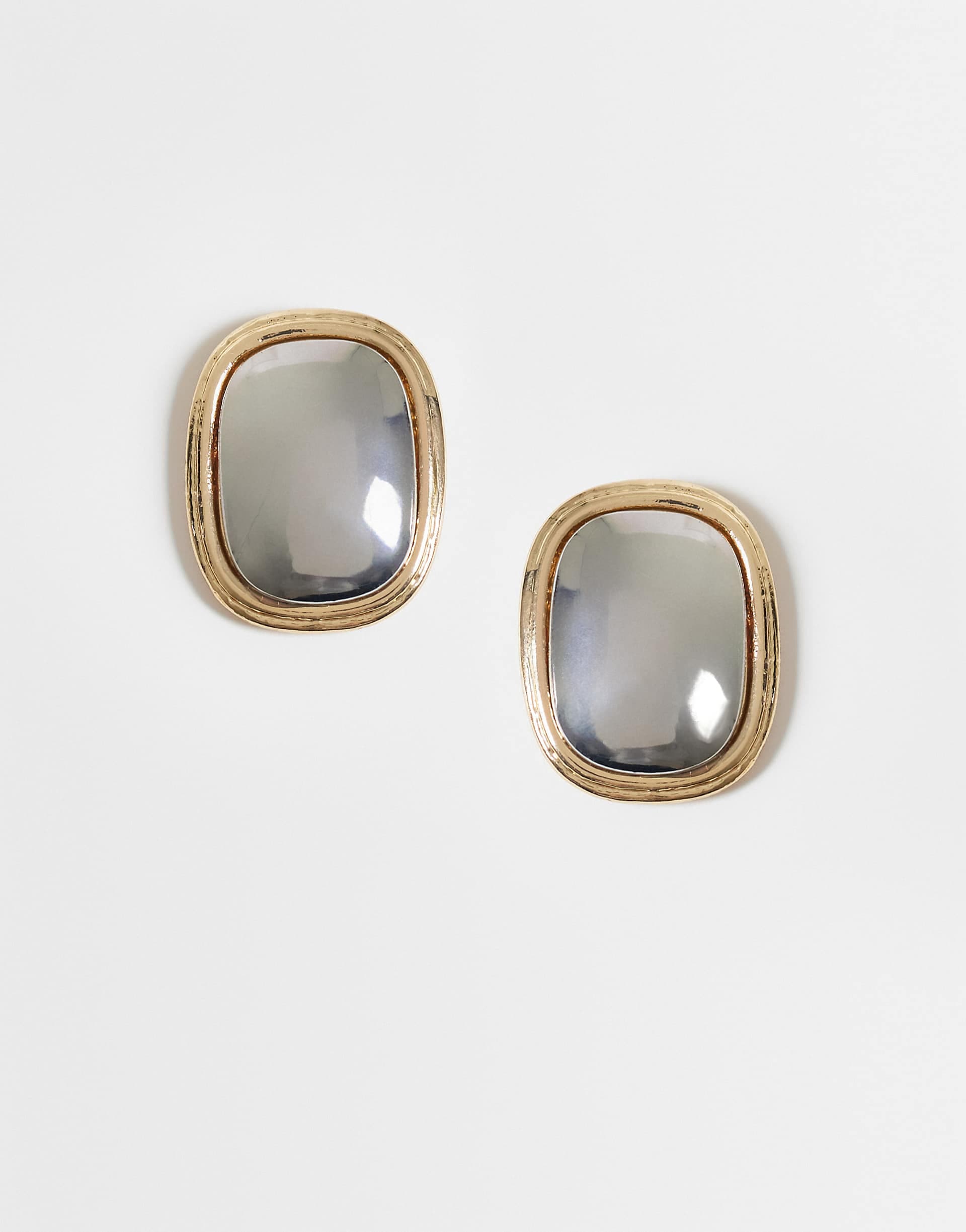 DesignB London shield stud earrings in mixed metals