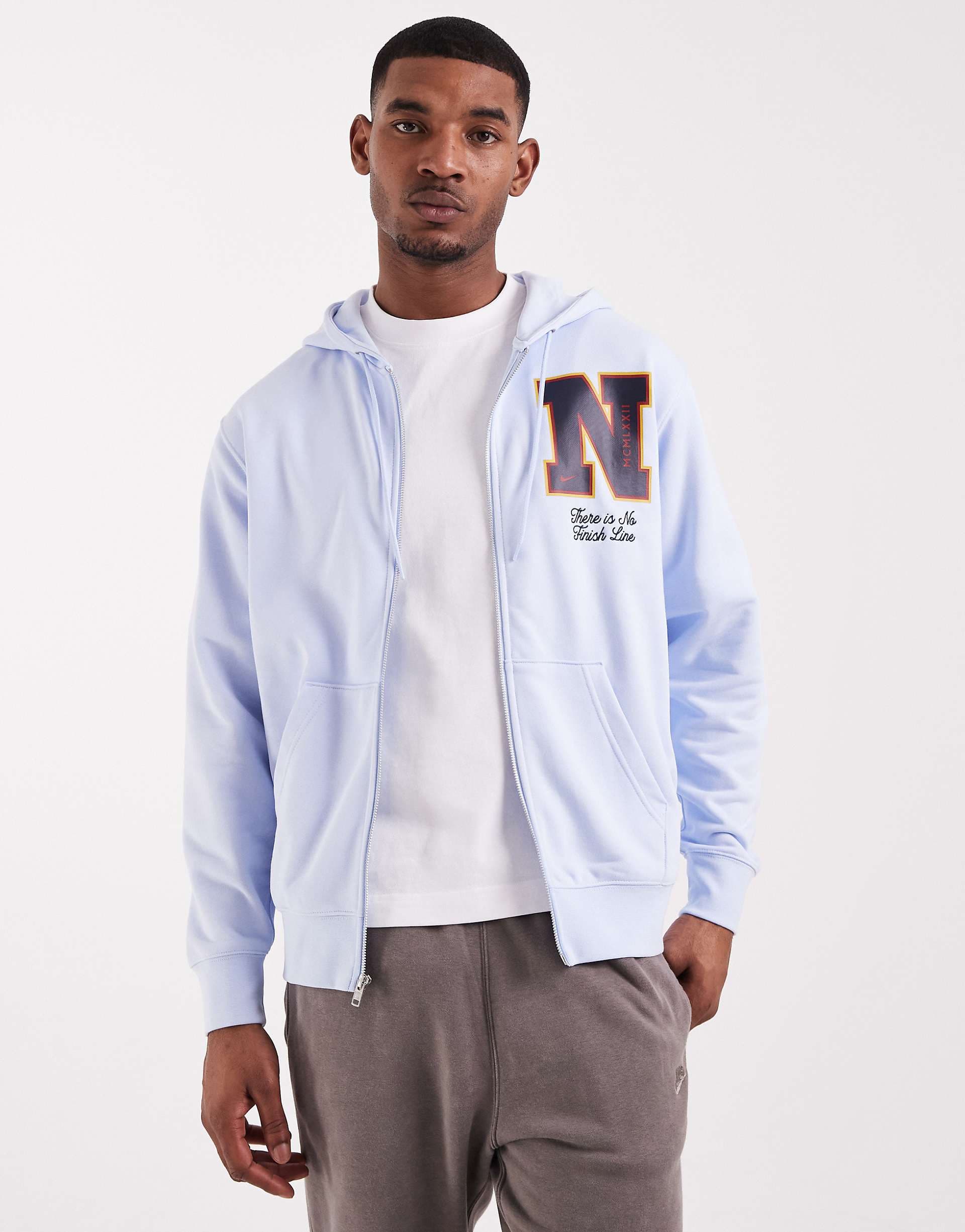 Nike Club Reissue full zip hoodie in light blue