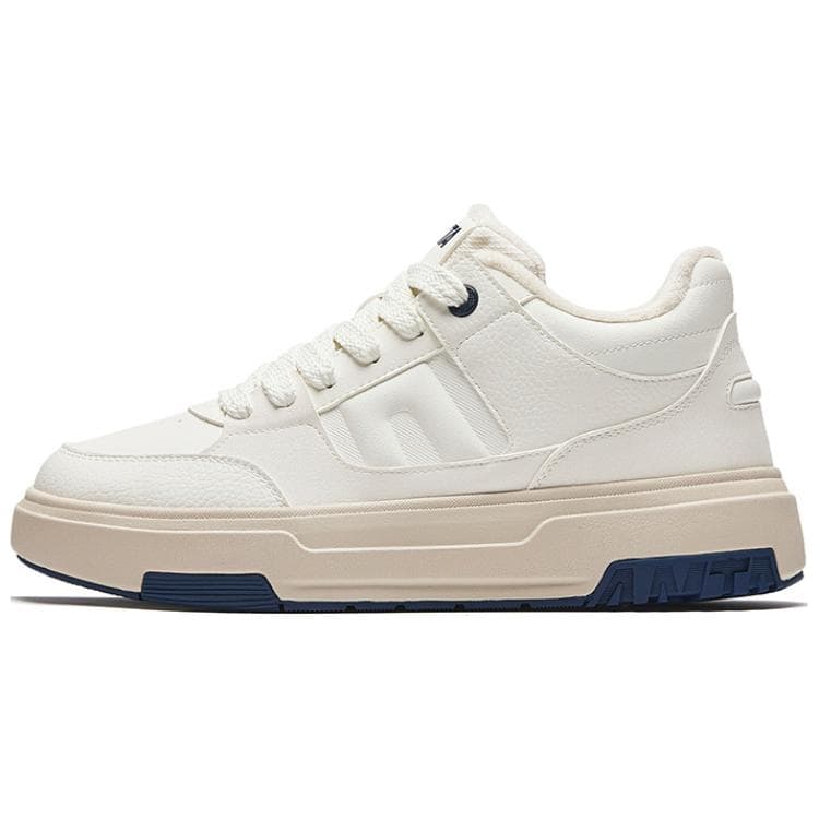Anta Slip-Resistant Warm Mid-Top Skateboard Shoes Men's White Blue