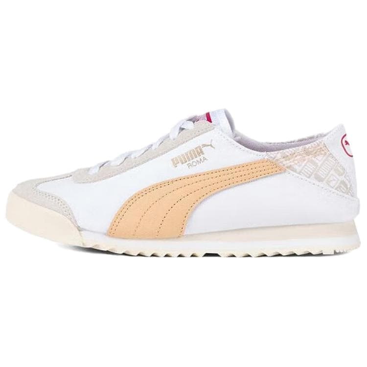 PUMA Roma Non-slip Lightweight Low-Top Skateboard Shoes Unisex White Orange