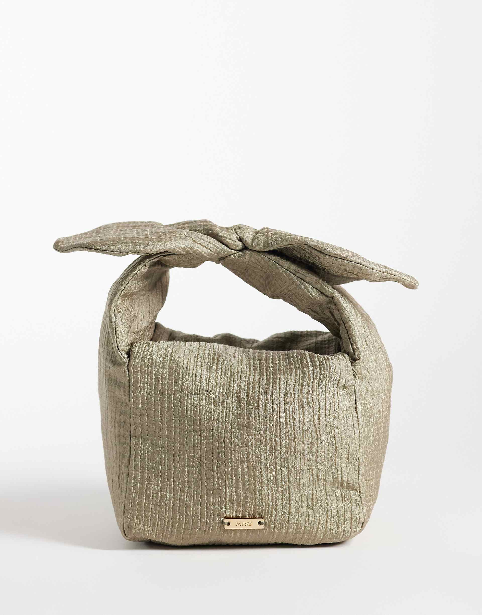 Mango tie detail purse in gray