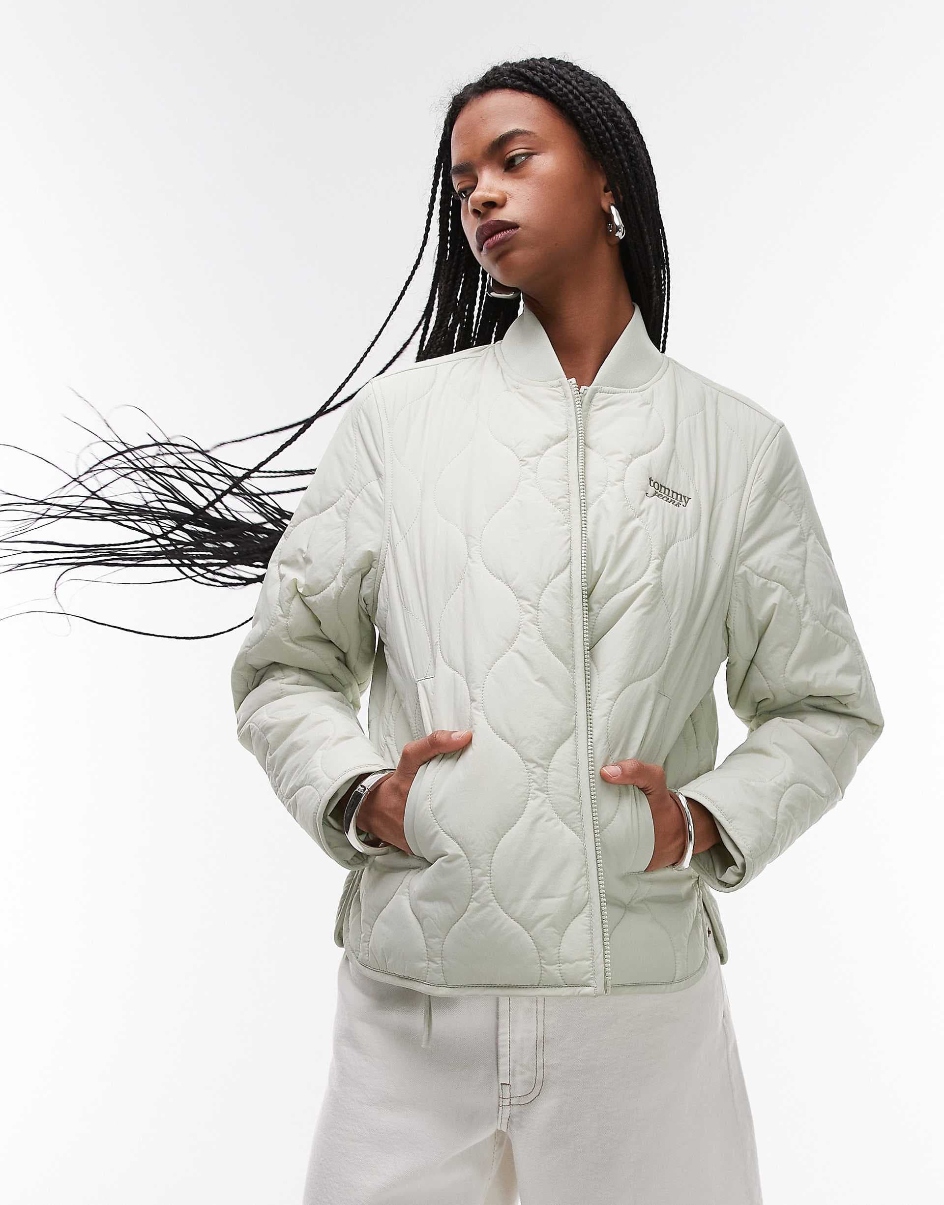 Tommy Jeans onion quilted jacket in sage