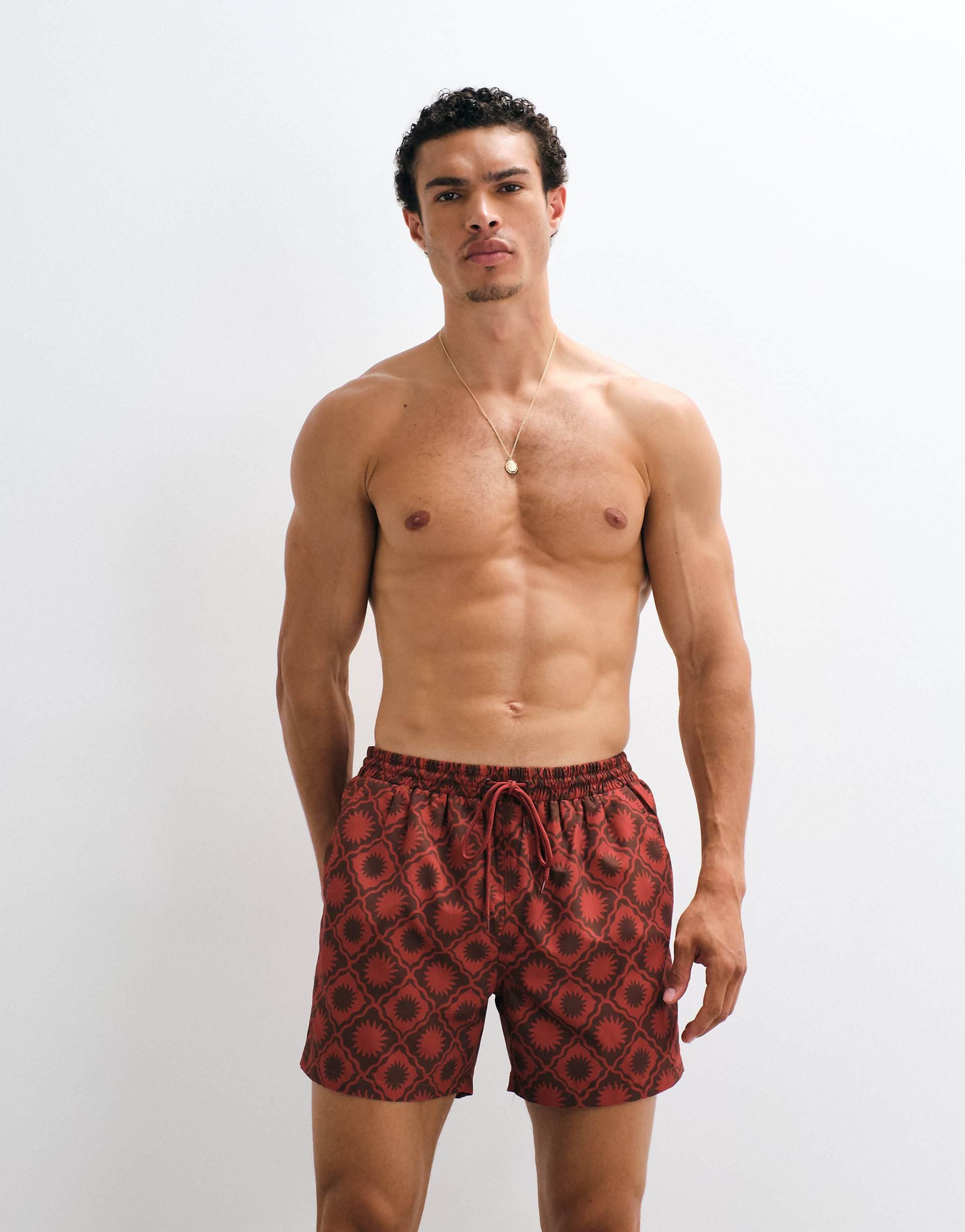 South Beach sundial print swimsuit in rust