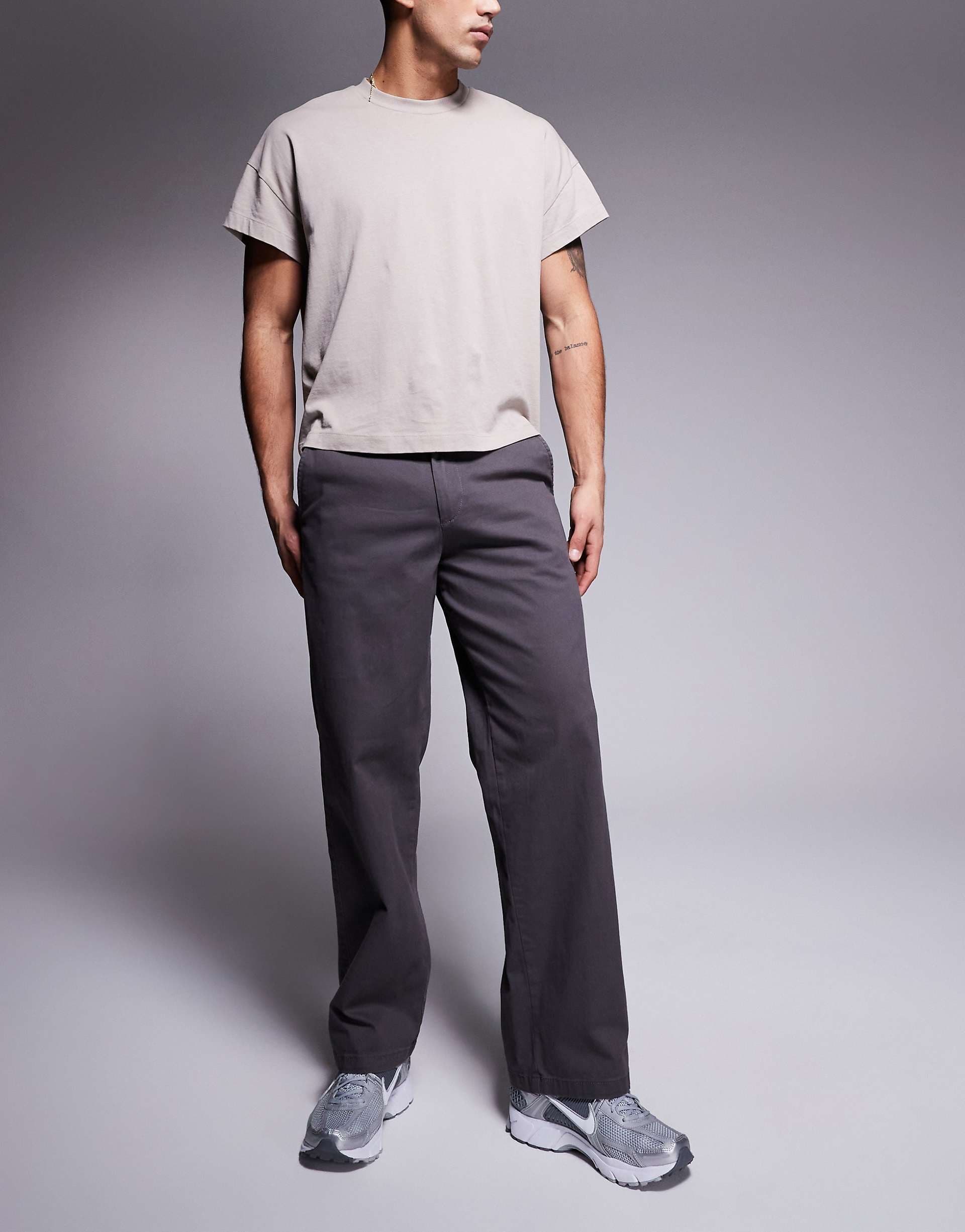 ADPT wide fit chino pants in gray