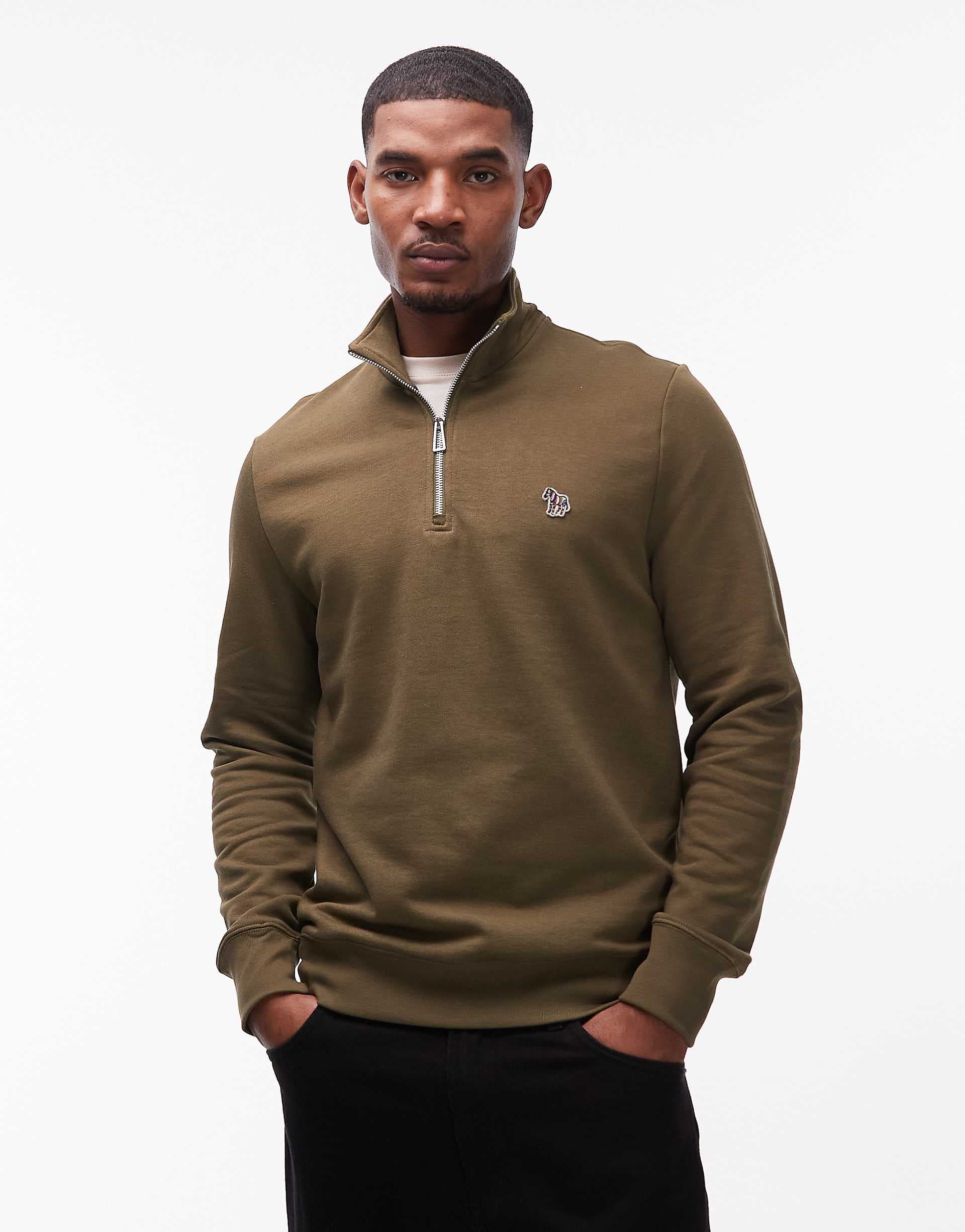 PS Paul Smith half zip up logo sweater in olive