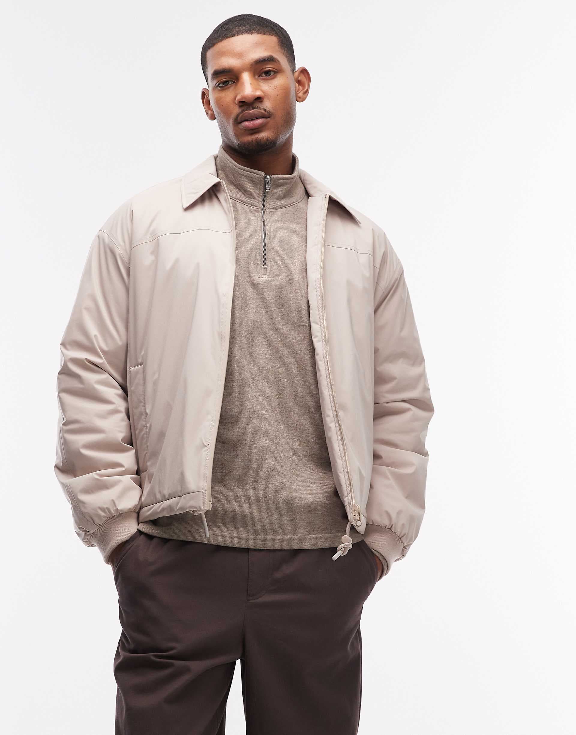 ASOS DESIGN stormMAX™ water repellent harrington in stone