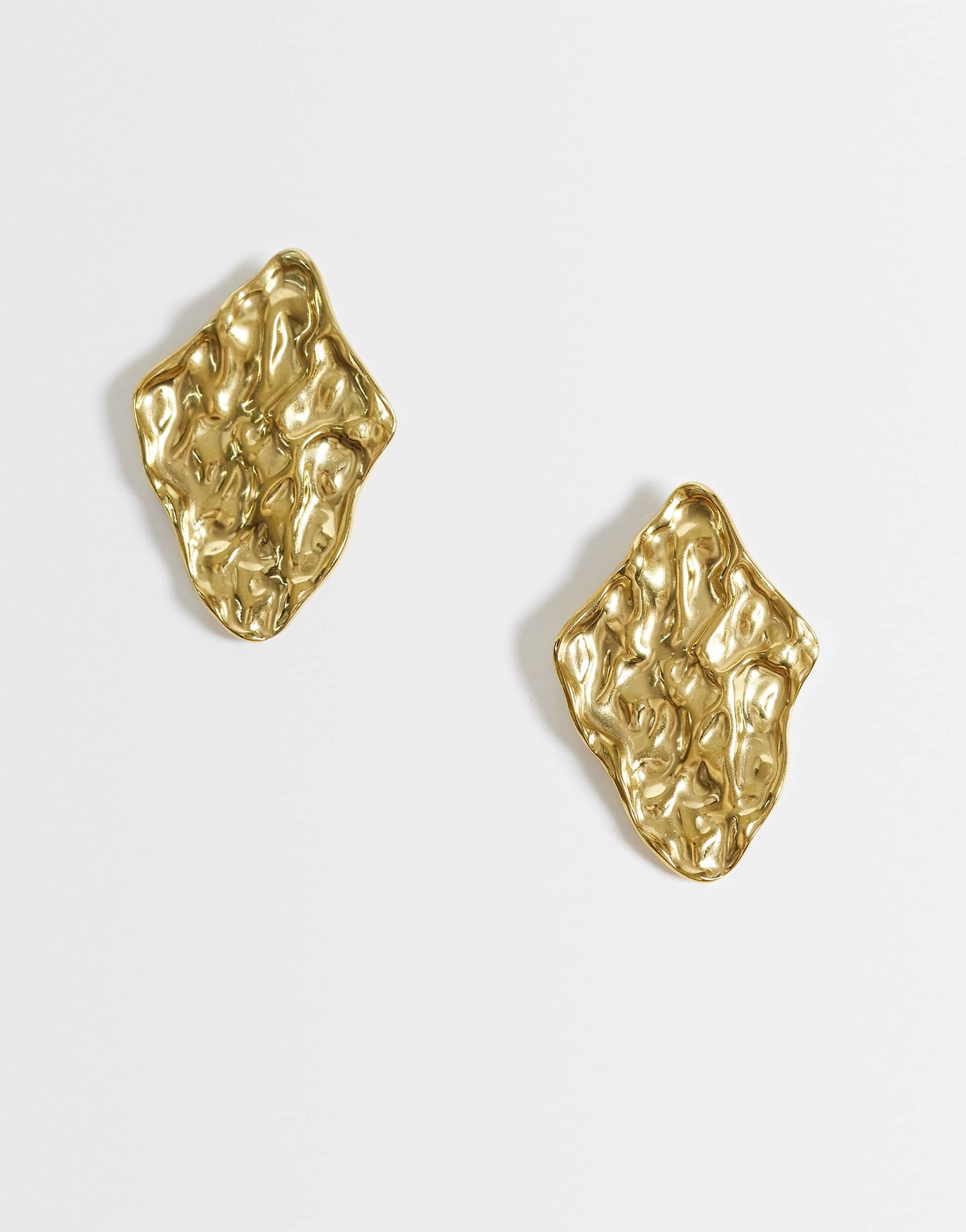 Lost Souls hammered statement stud earrings in 18k gold plated stainless steel