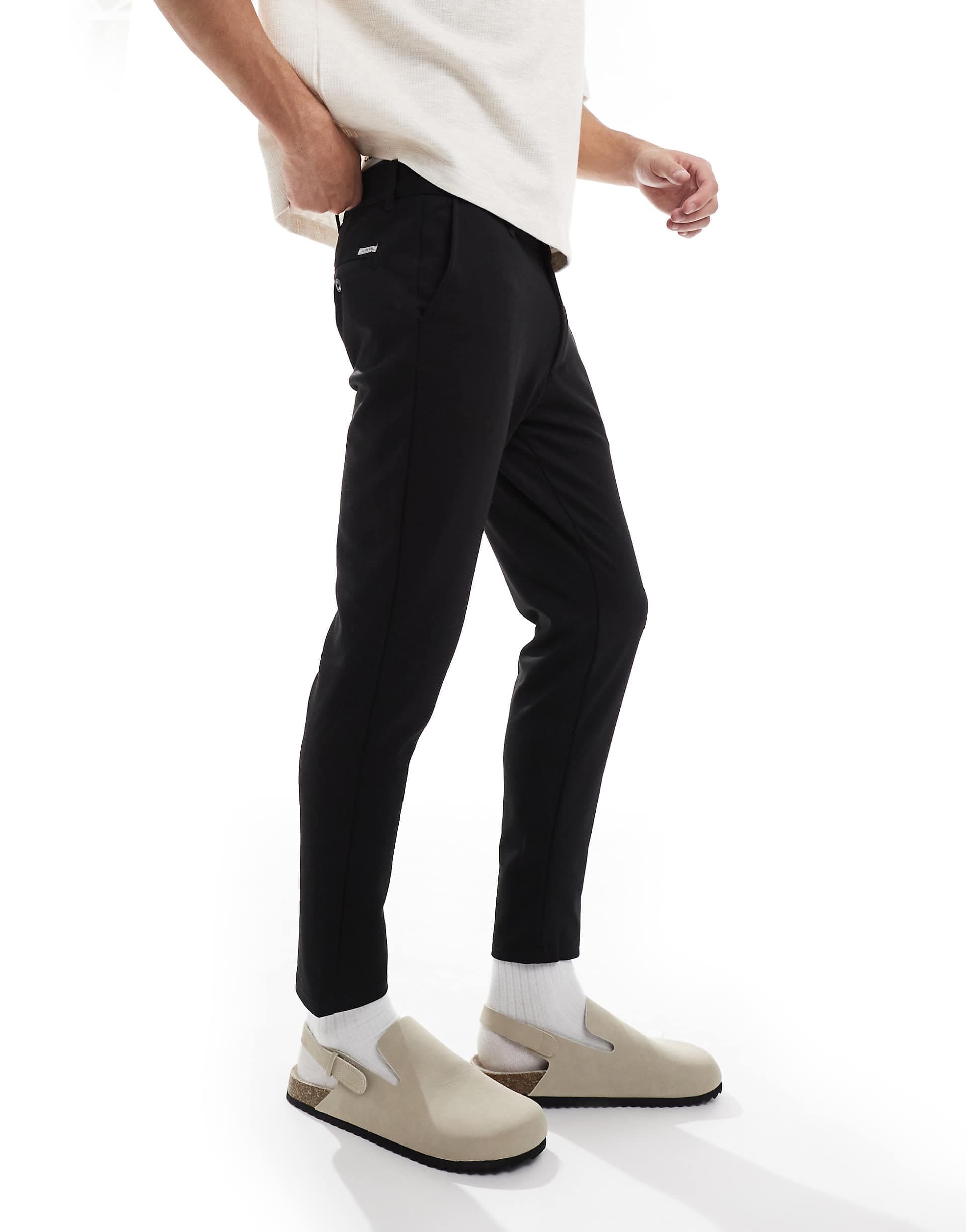 JJ Rebel slim smart pants in black