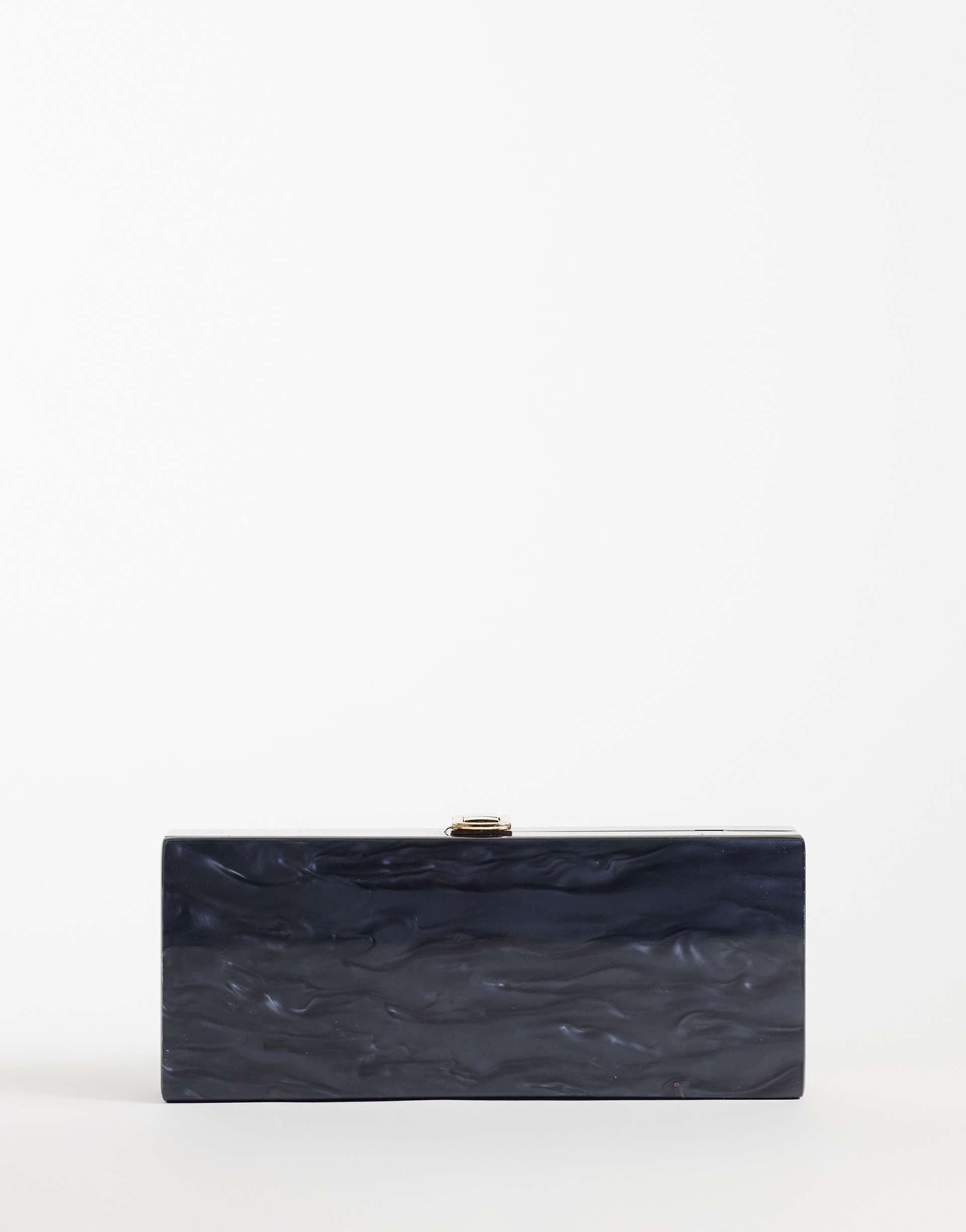 ASOS DESIGN hard case clutch in gray marble