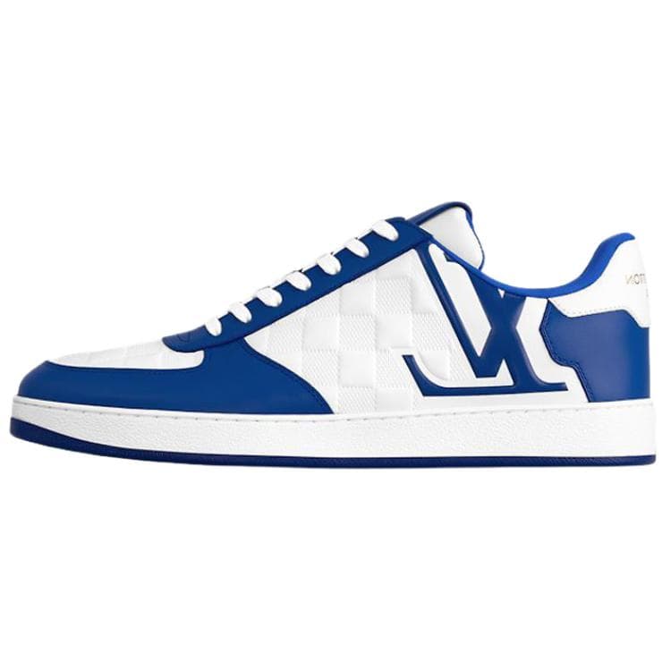 LOUIS VUITTON Rivoli Calfskin Two-Tone Lace-Up Low-Top Sneakers Men's Blue
