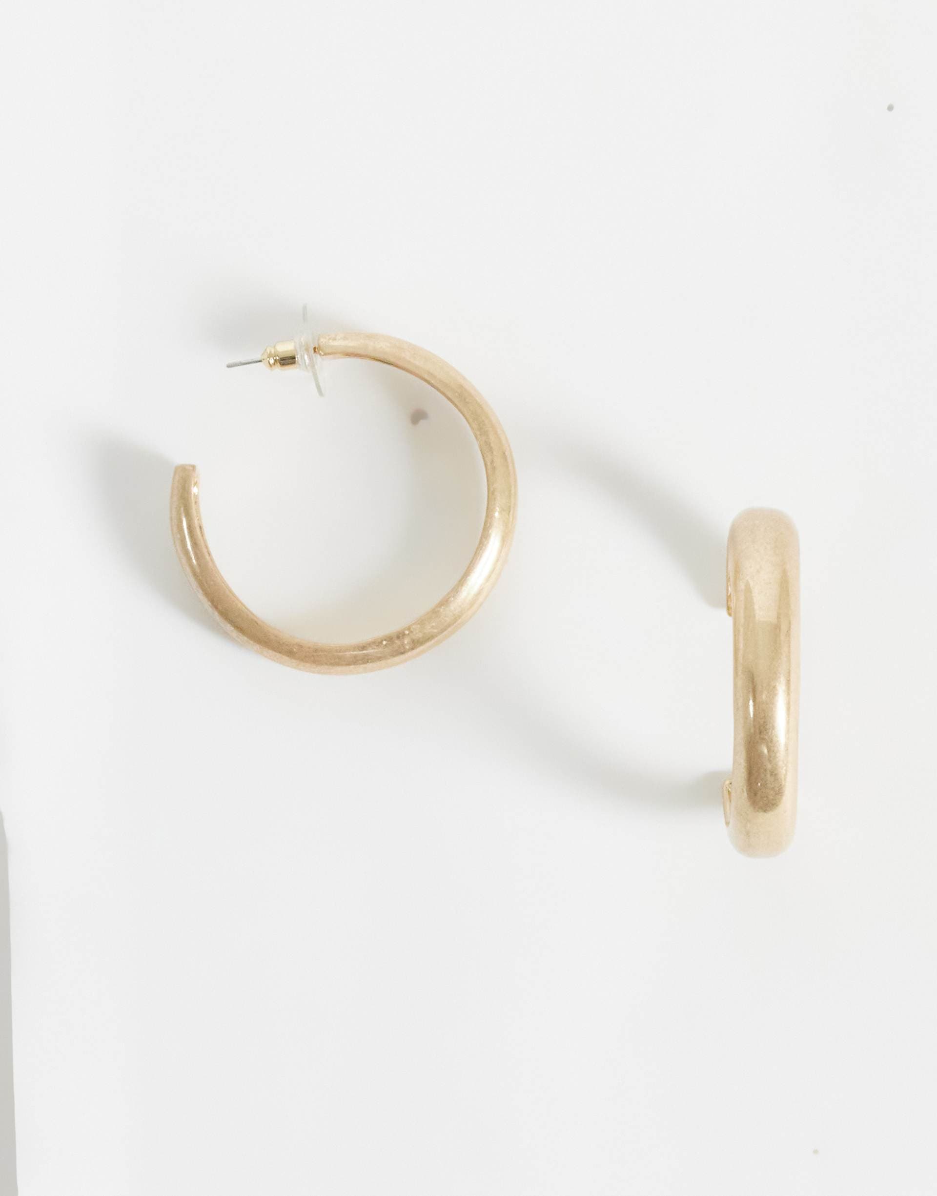 DesignB London worn tube hoop earrings in gold
