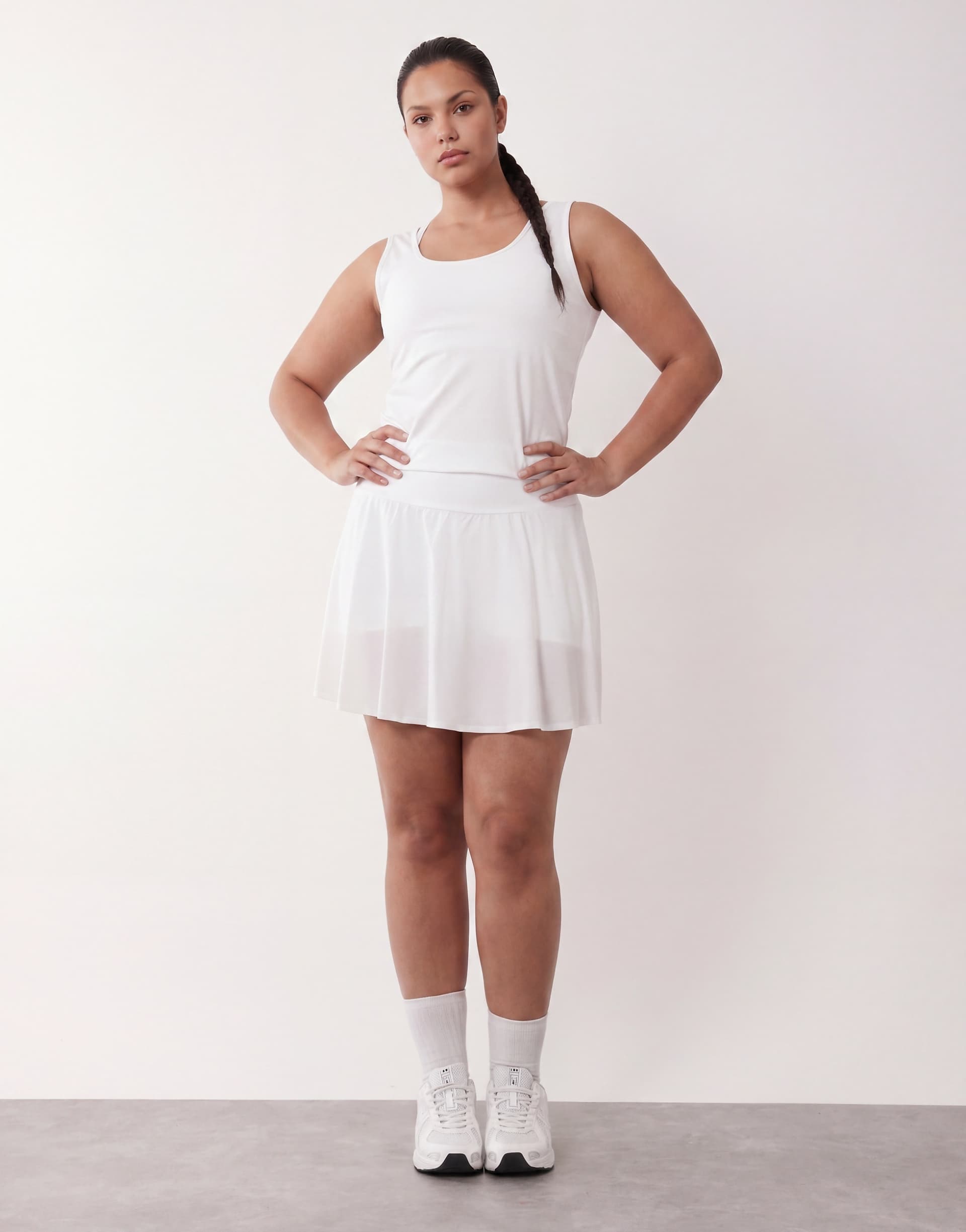 4505 Curve active flippy tennis skirt with liner shorts in white