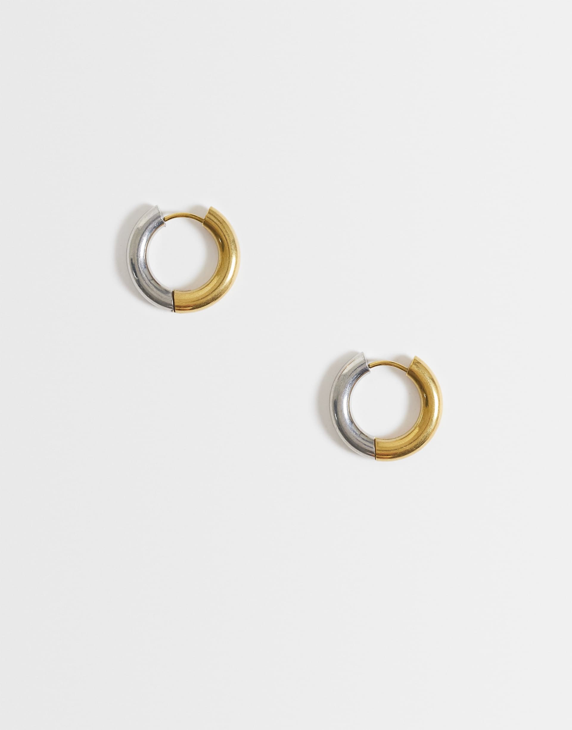 Lost Souls mixed metal 12mm huggie hoop earrings in stainless steel