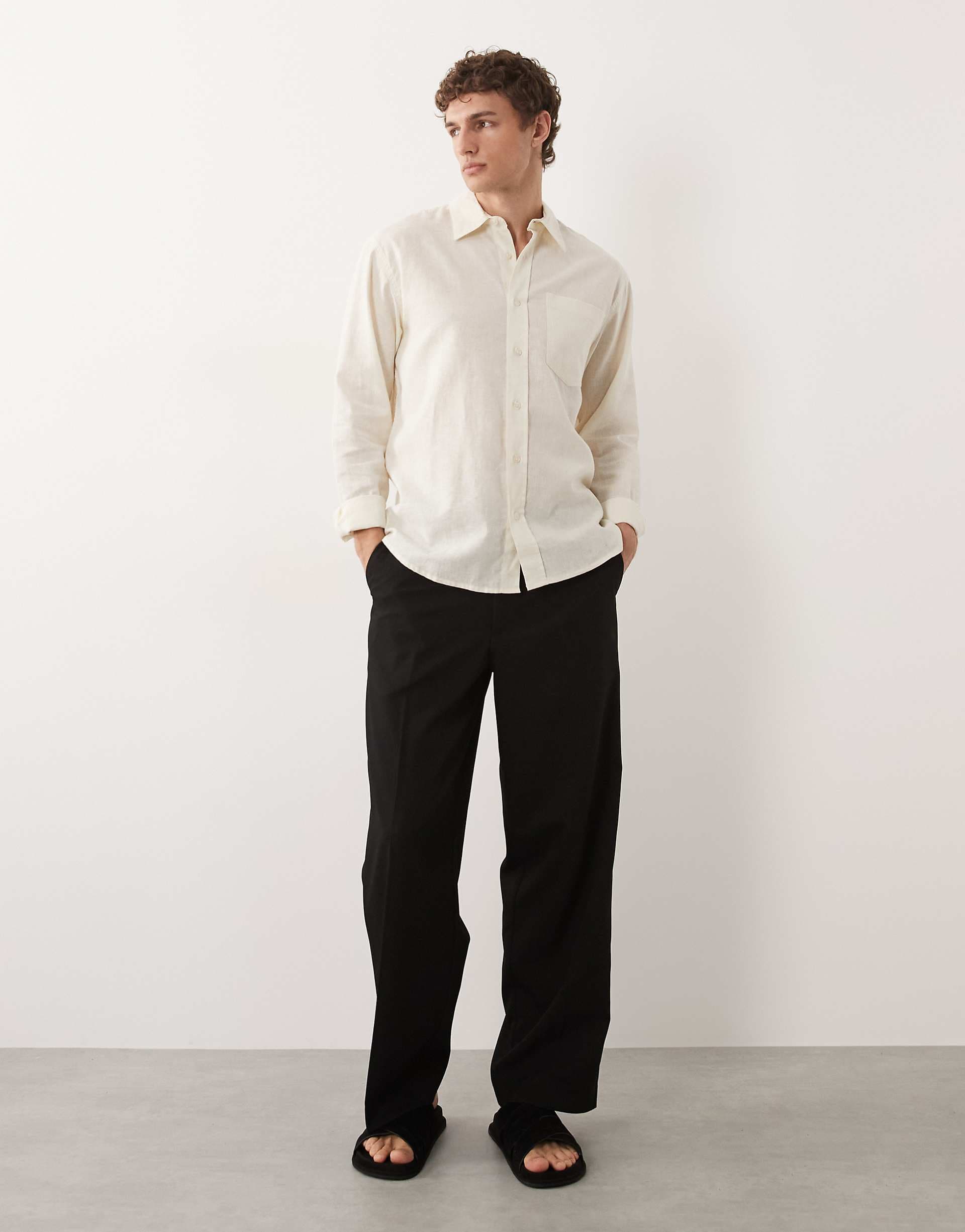 Jack & Jones Toby wide leg tailored pants in black