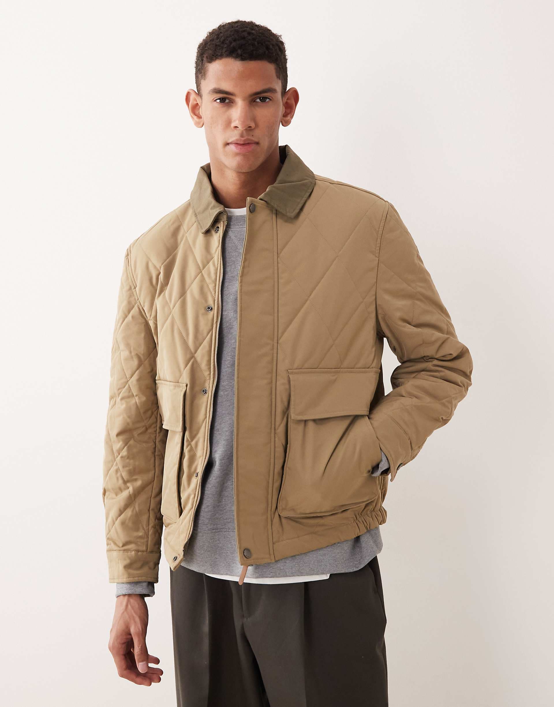 Mango padded bomber jacket in beige
