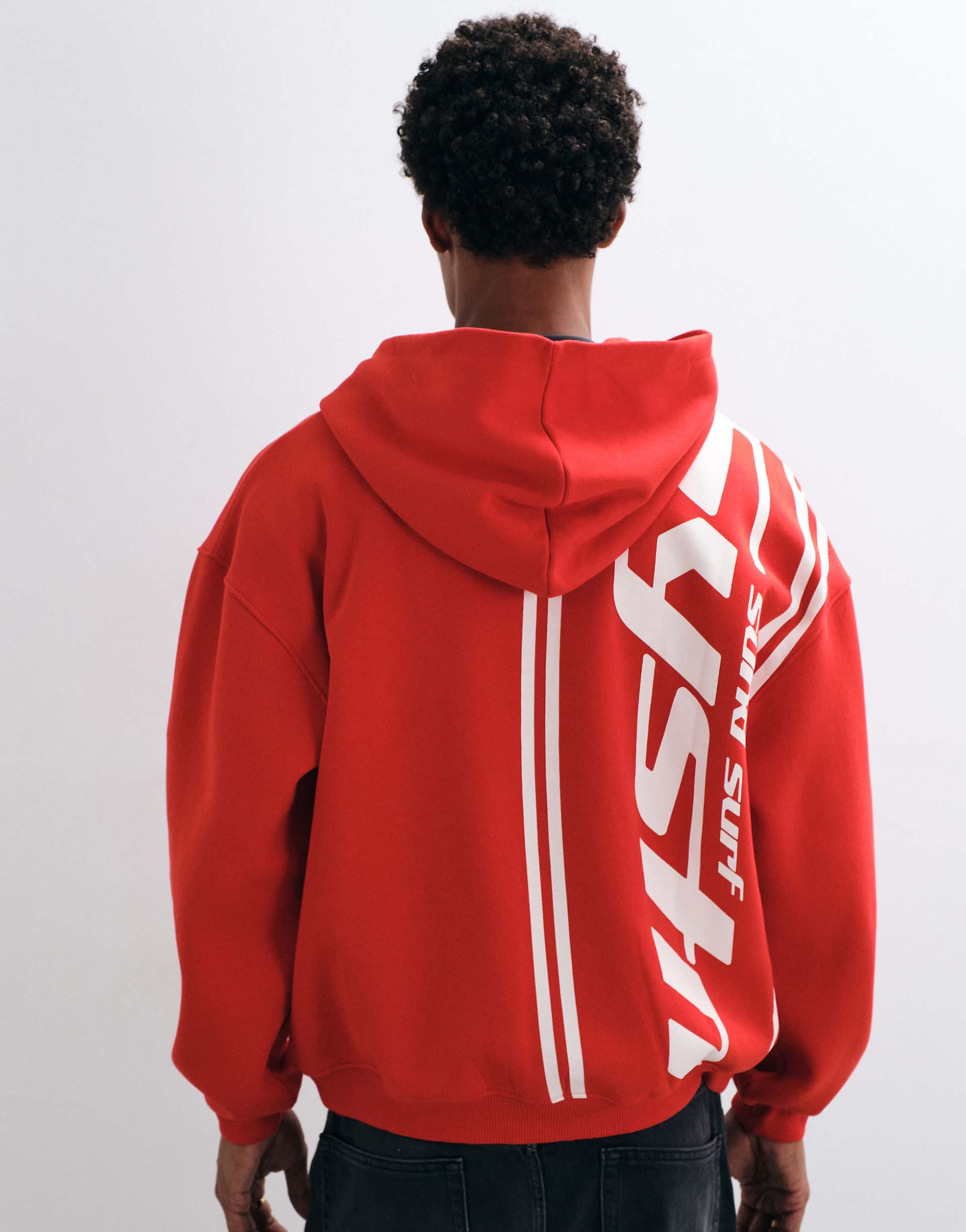 ASOS DESIGN heavyweight oversized zip up hoodie with back and chest print in red