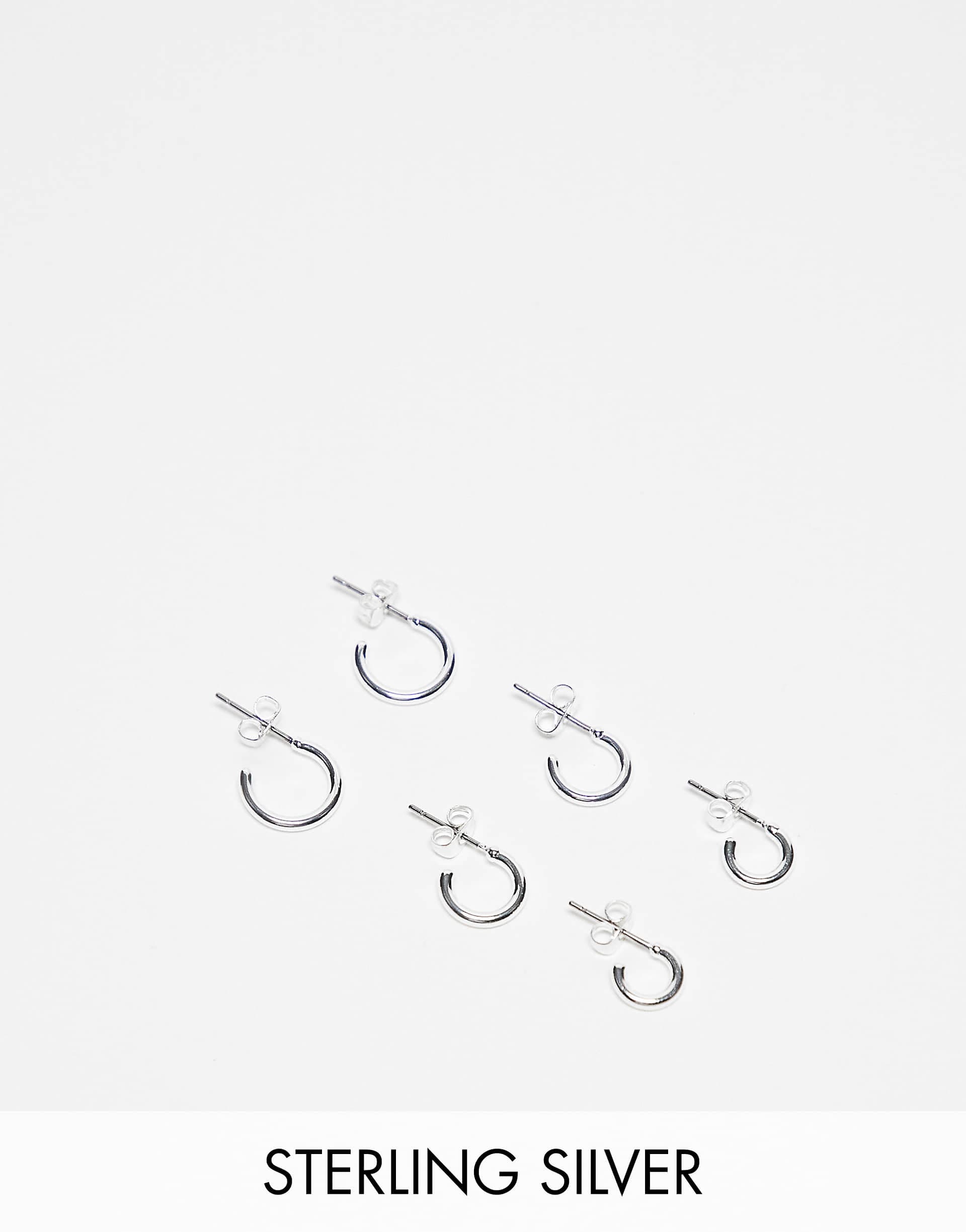 Pieces 3-pack everyday huggie and hoop earrings in plated sterling silver