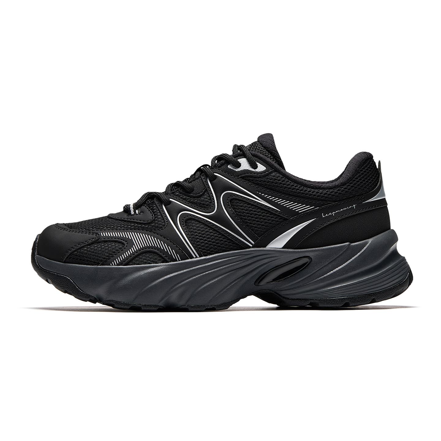 Anta Little Bear Shoes Retro Trendy Fashion Versatile Platform Heightening Soft Sole Comfortable Sport Commute Cushioned Wear-Resistant Low-Top Casual Shoes Women's Black