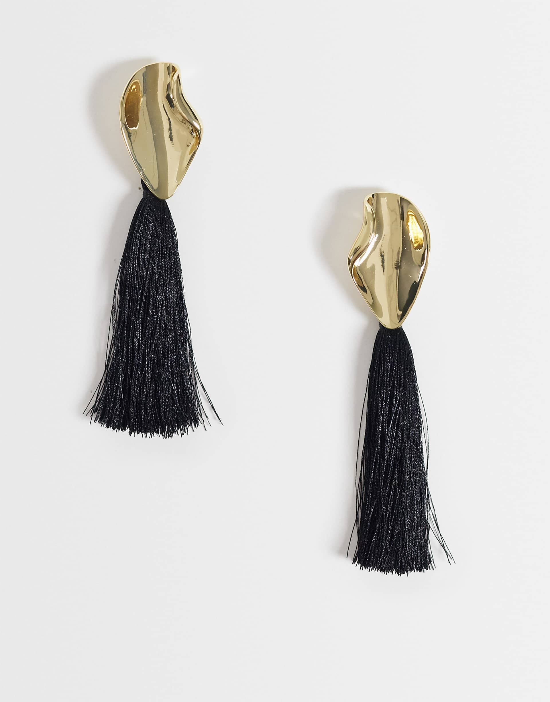 Topshop Emil tassel statement earrings in black