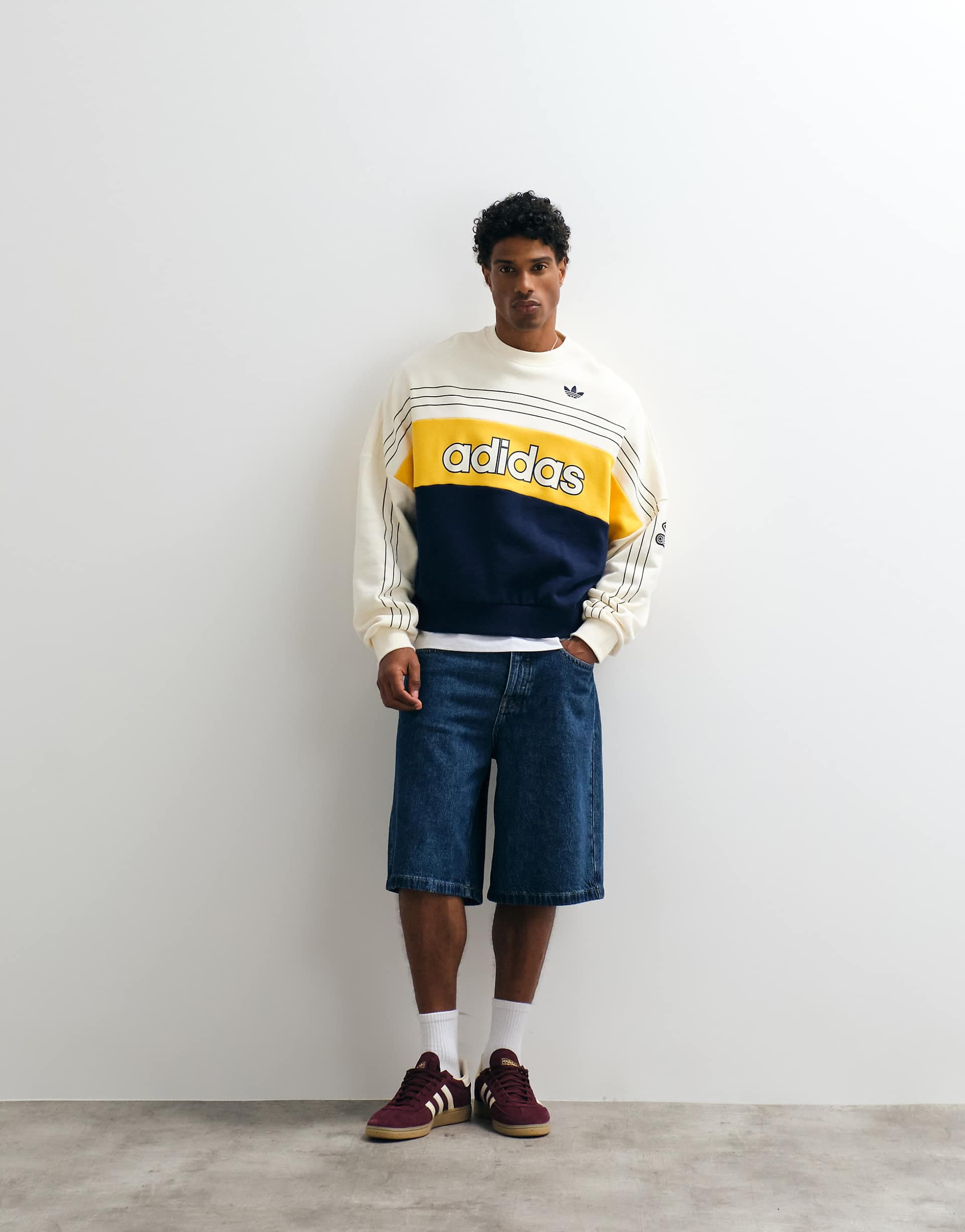 adidas Originals retro logo sweatshirt in orange and navy