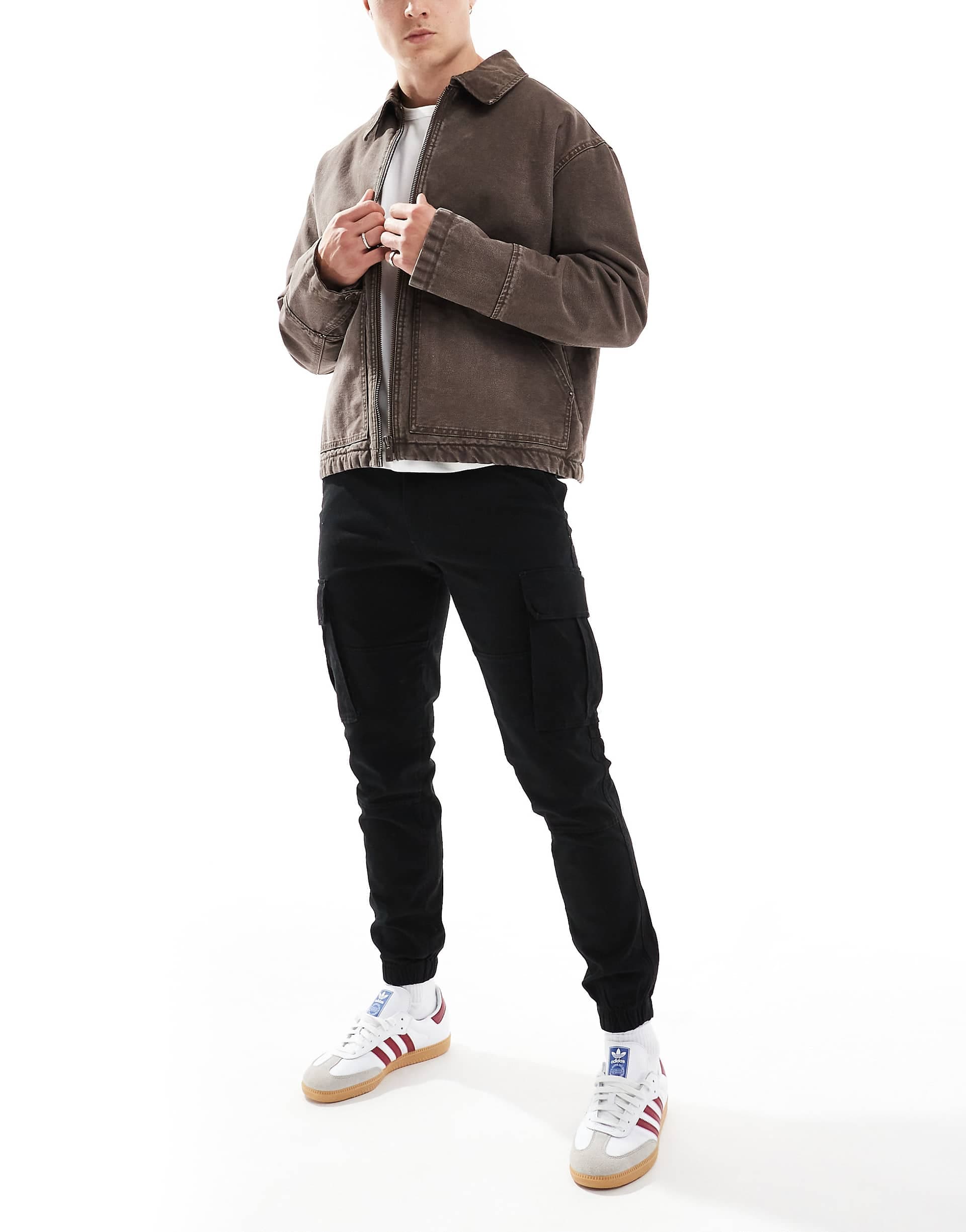 JJ Rebel cuffed cargo pants in black