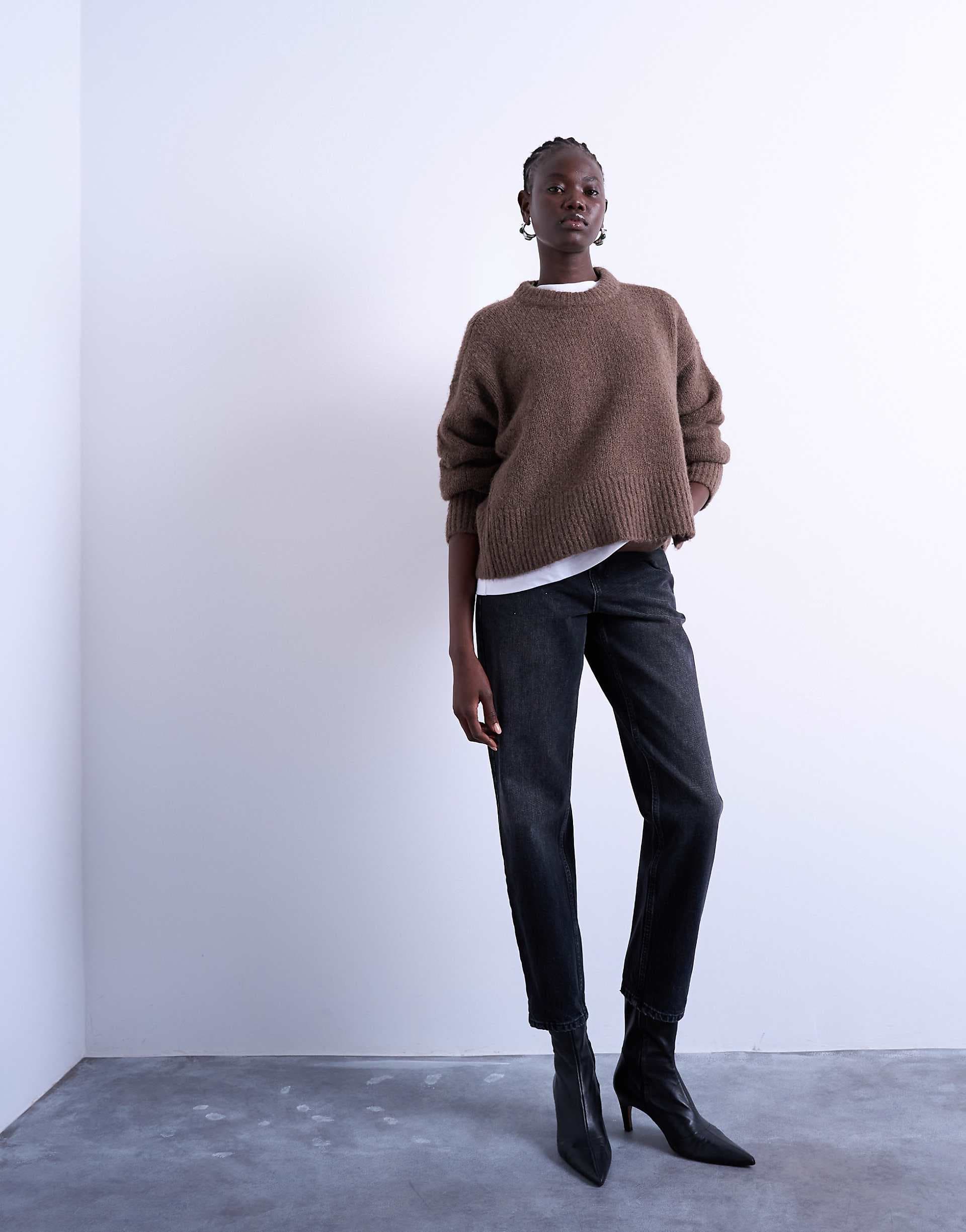 Topshop mom jeans in washed black