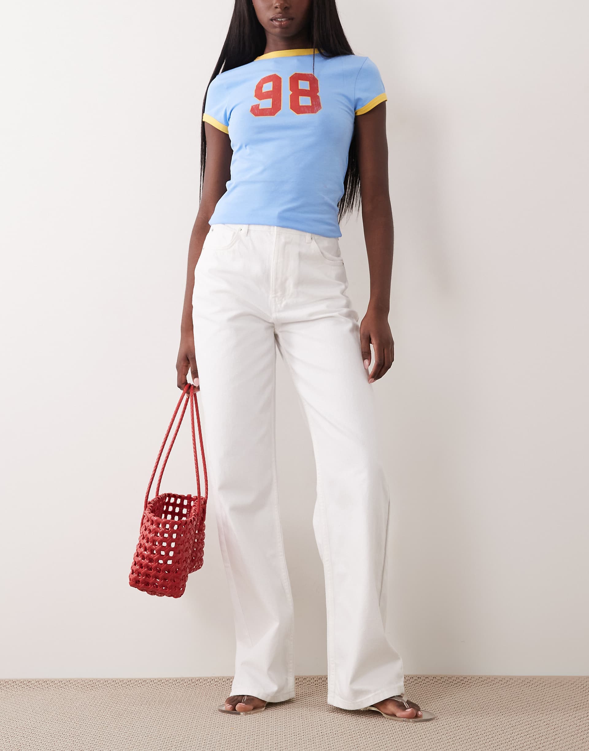 ASOS DESIGN wide leg dad jeans in white